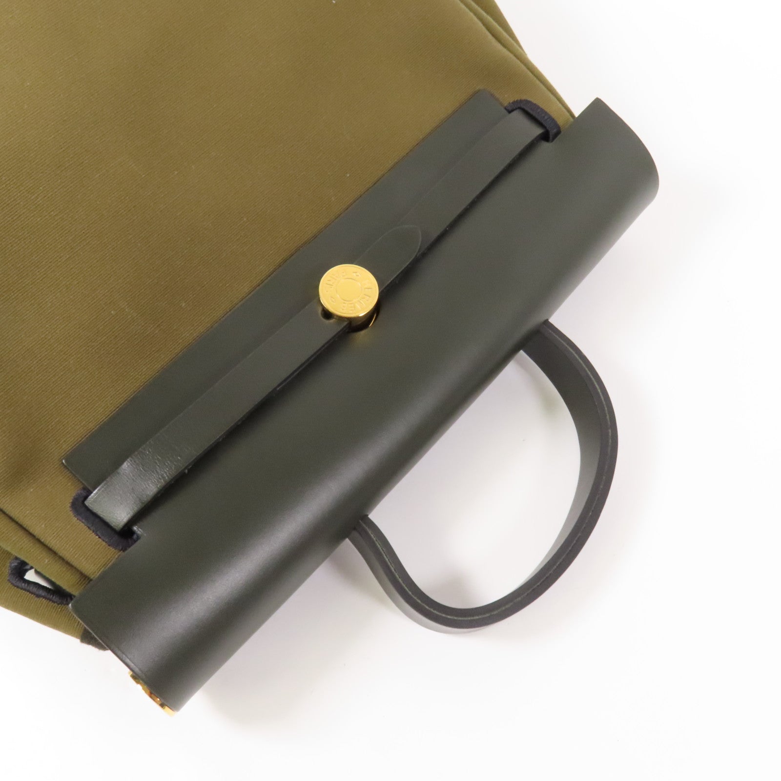 HERMES 皮革/帆布Herbag Backpack金扣背包Green