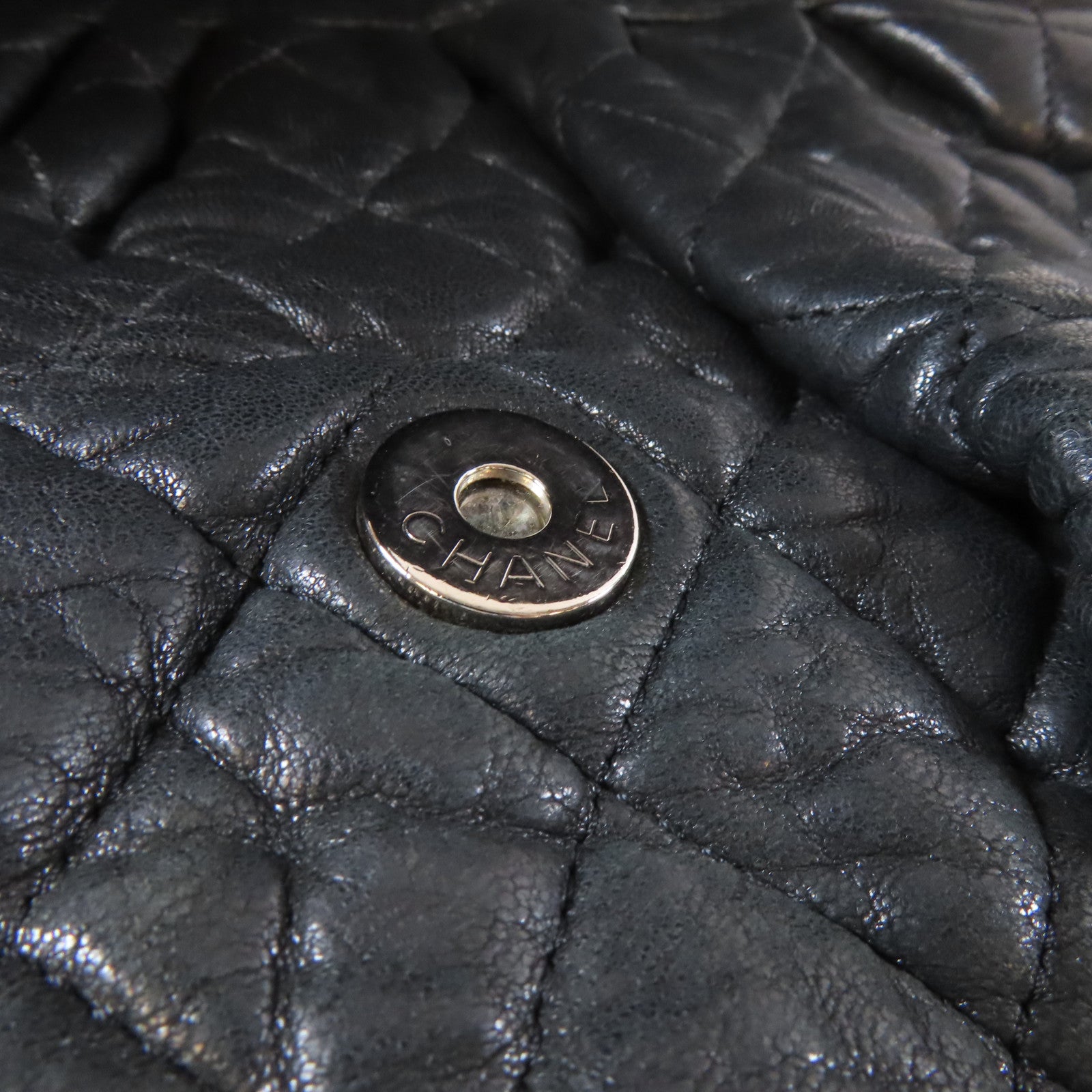 CHANEL 【清倉大減價】菱格牛皮皮革Chain Shoulder鏈帶肩背袋黑色