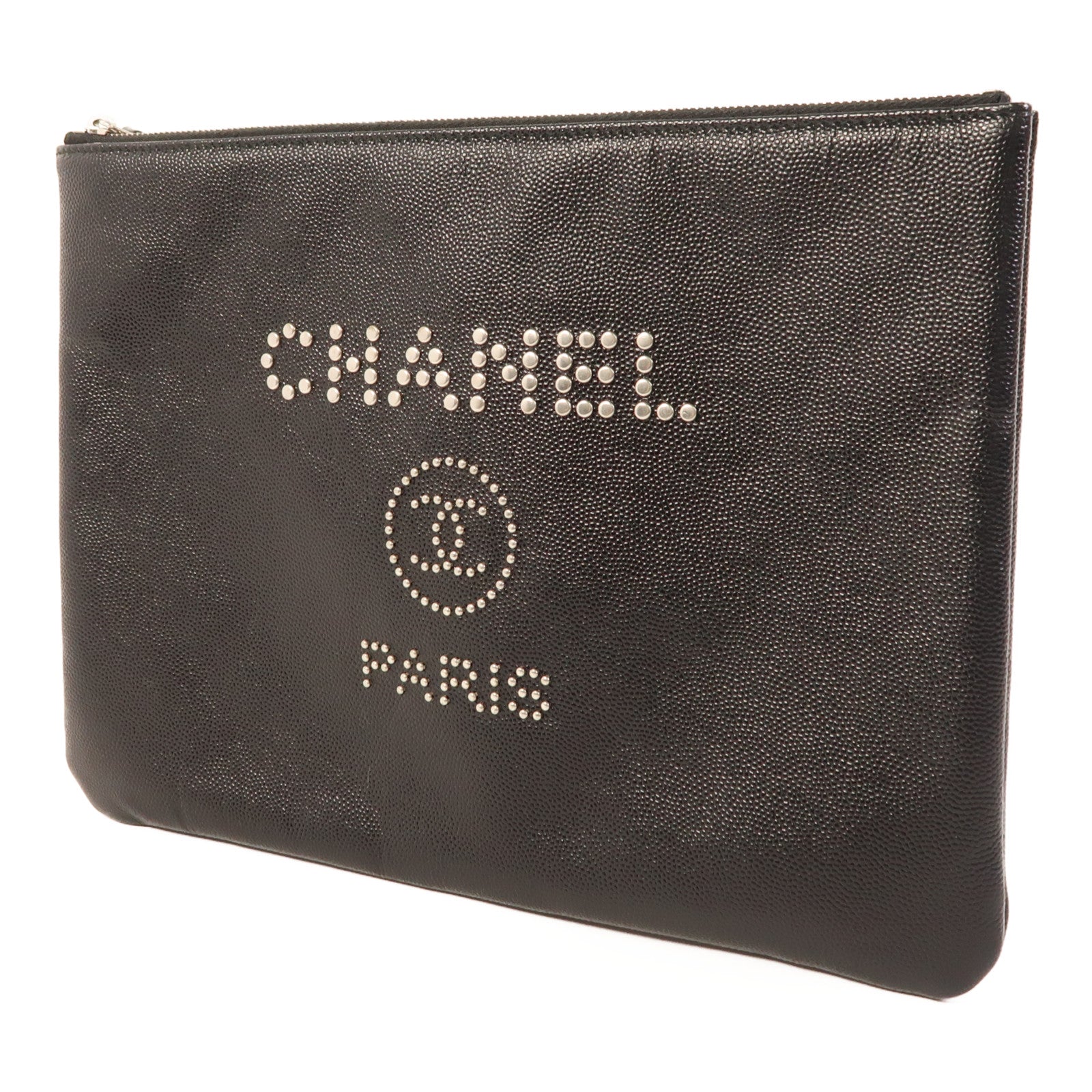 CHANEL 牛皮皮革Clutch Bag銀扣手拿包
