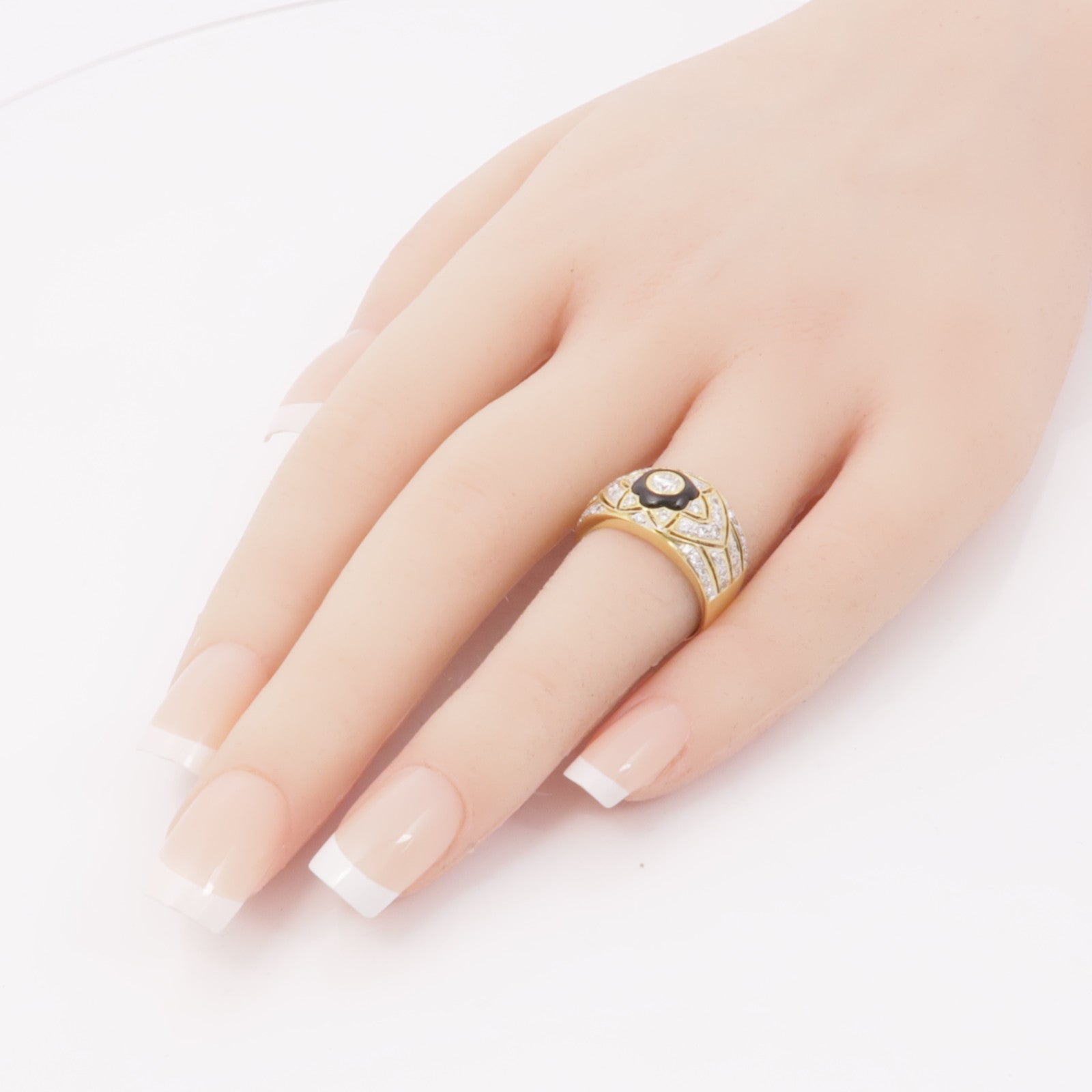 JEWELRY【激減優惠】 18K黃金Onyx Diamond Ring縞瑪瑙/鑽石戒指US#5.5