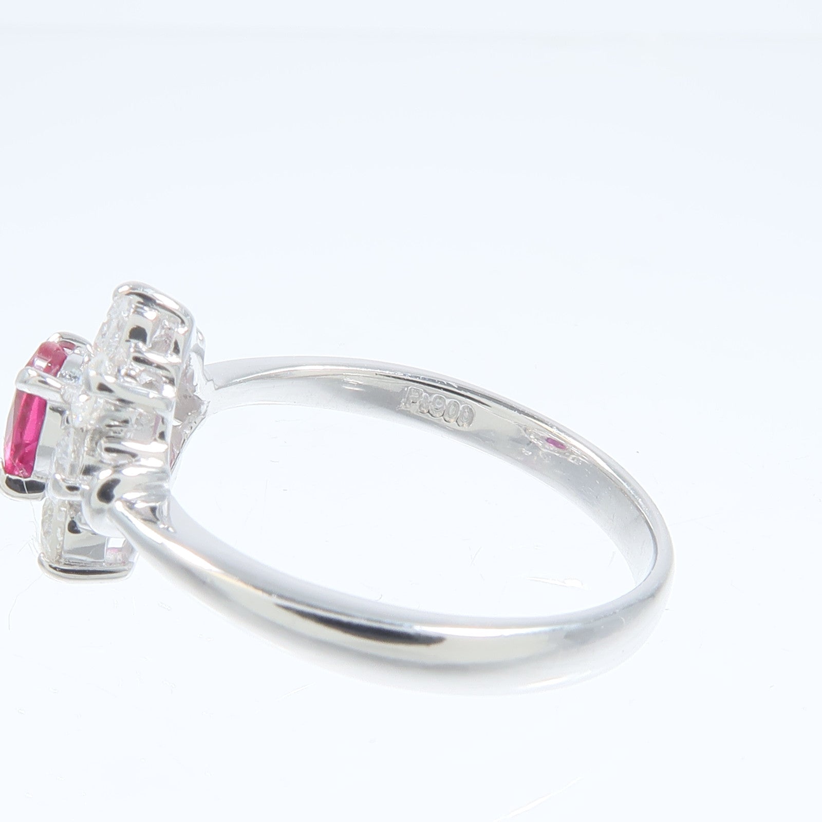 JEWELRY 【激減優惠】PT900鉑金Ruby Diamond Ring紅寶石/鑽石戒指