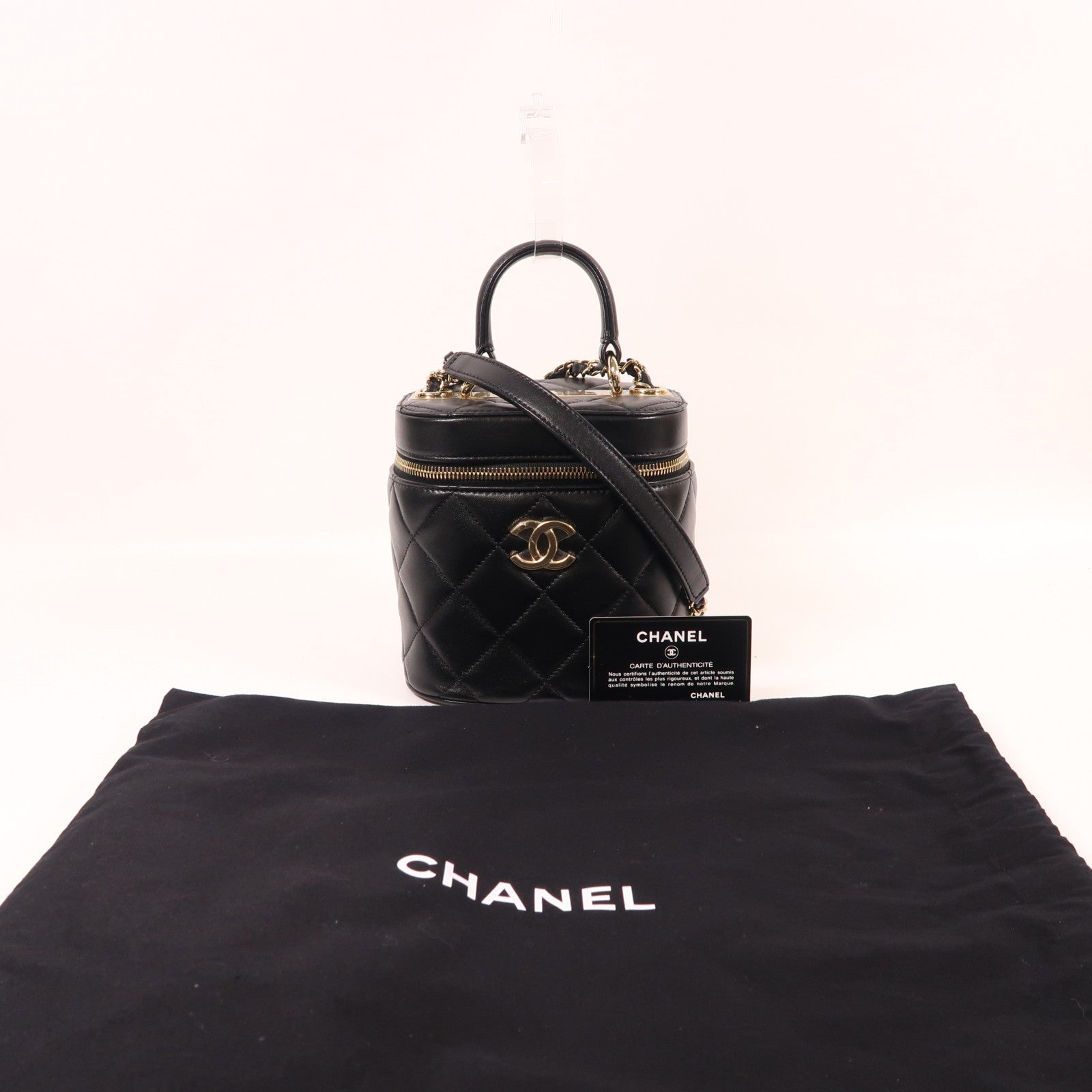 CHANEL 羊皮皮革Chain Shoulder金扣手挽肩背兩用袋