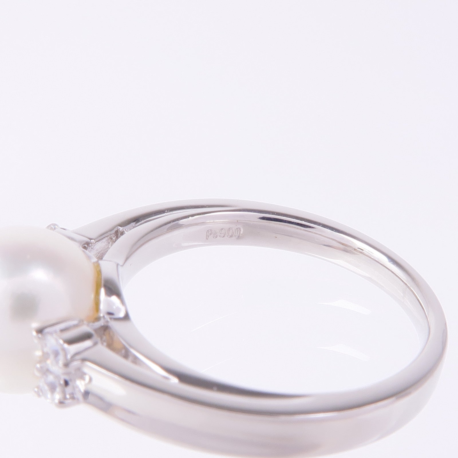 JEWELRY PT900鉑金Diamond Pearl Ring鑽石/珍珠戒指US#6.25