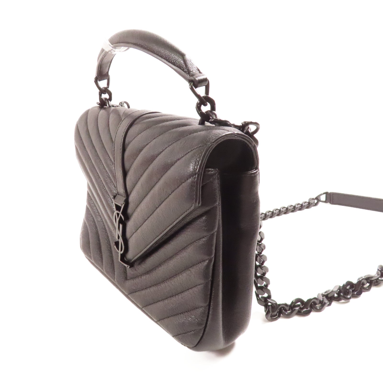 SAINT LAURENT 牛皮皮革College 2 Way Bag鏈帶手挽肩背兩用袋