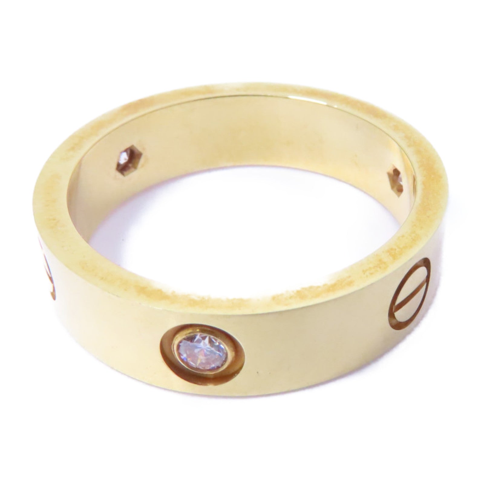 CARTIER 18K黄金Love Ring 3 Diamonds戒指Cartier#61/US#9.5