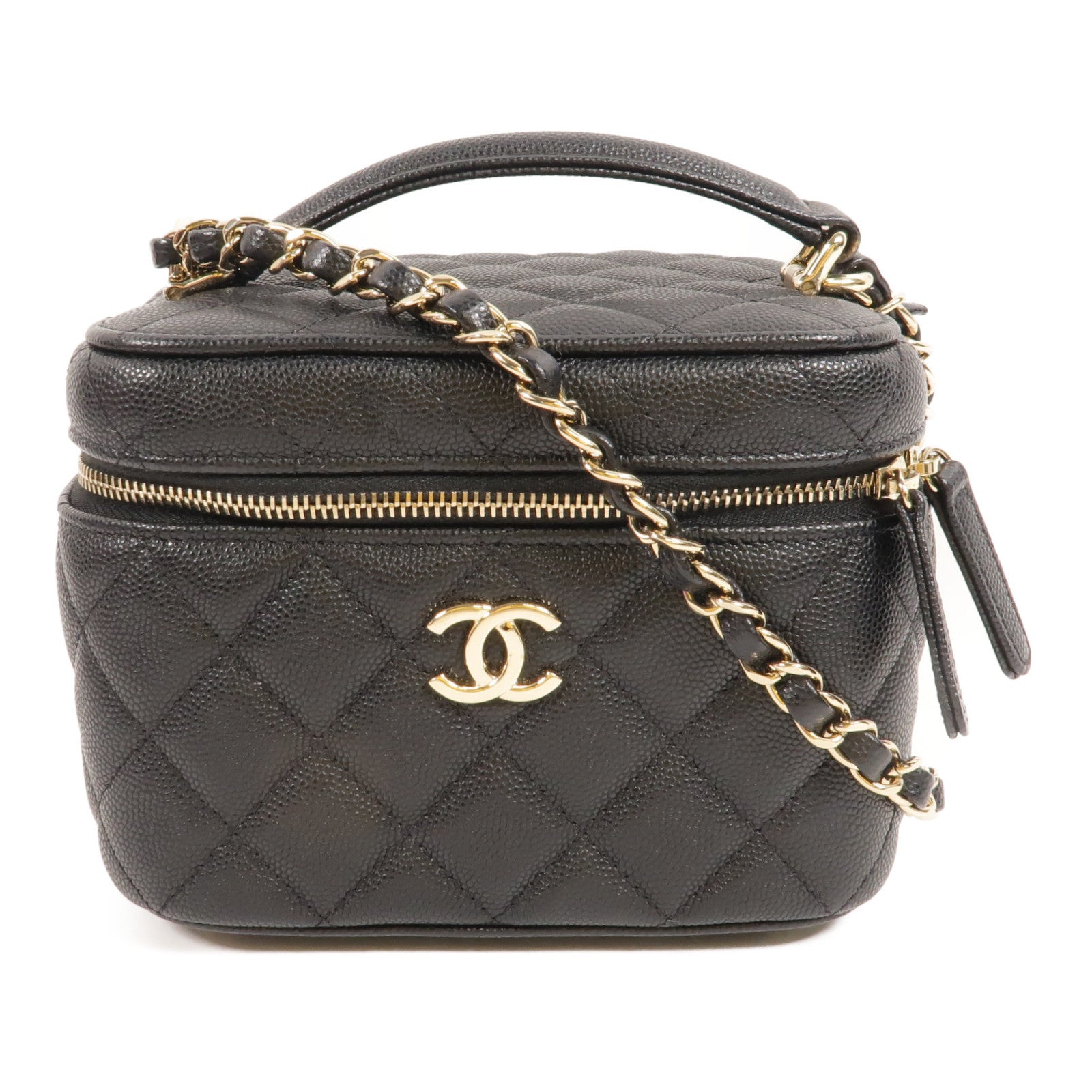 CHANEL 牛皮皮革Vanity Case鏈帶肩背袋