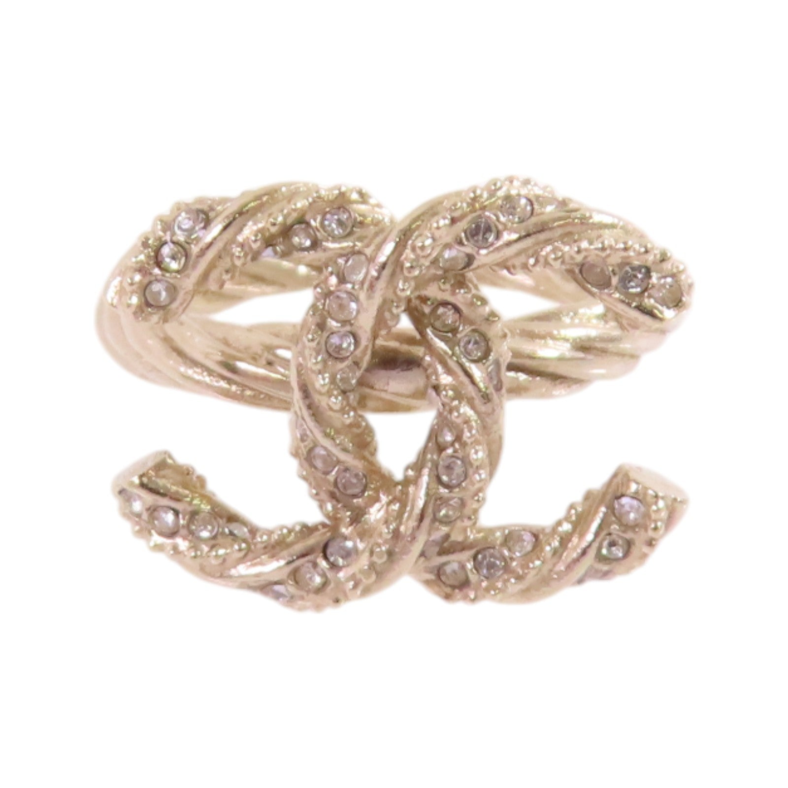 CHANEL 金屬/水鑽CC Ring戒指US#5