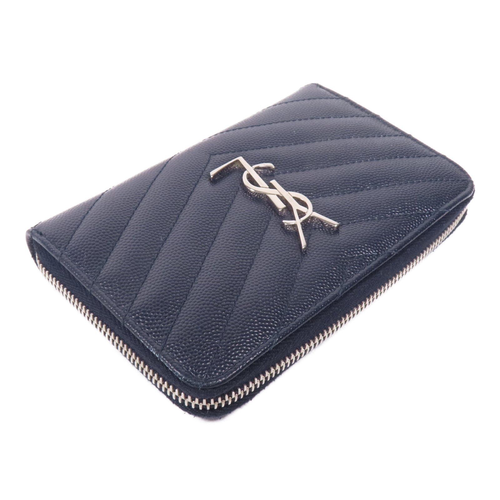 SAINT LAURENT 牛皮皮革Wallet銀扣錢包