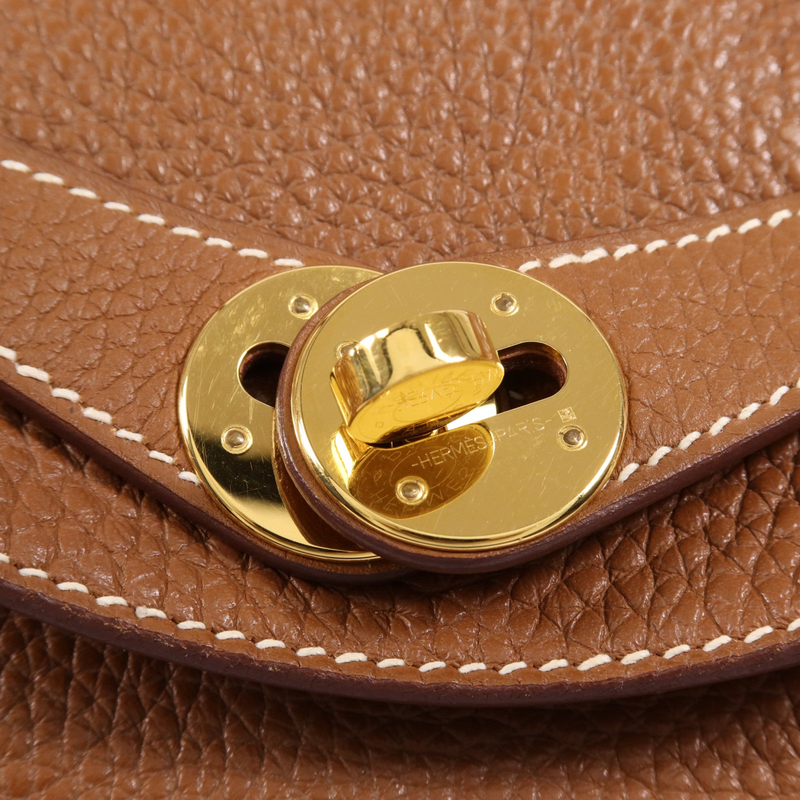 HERMES Clemence皮革Lindy 26金扣手挽肩背兩用袋Gold