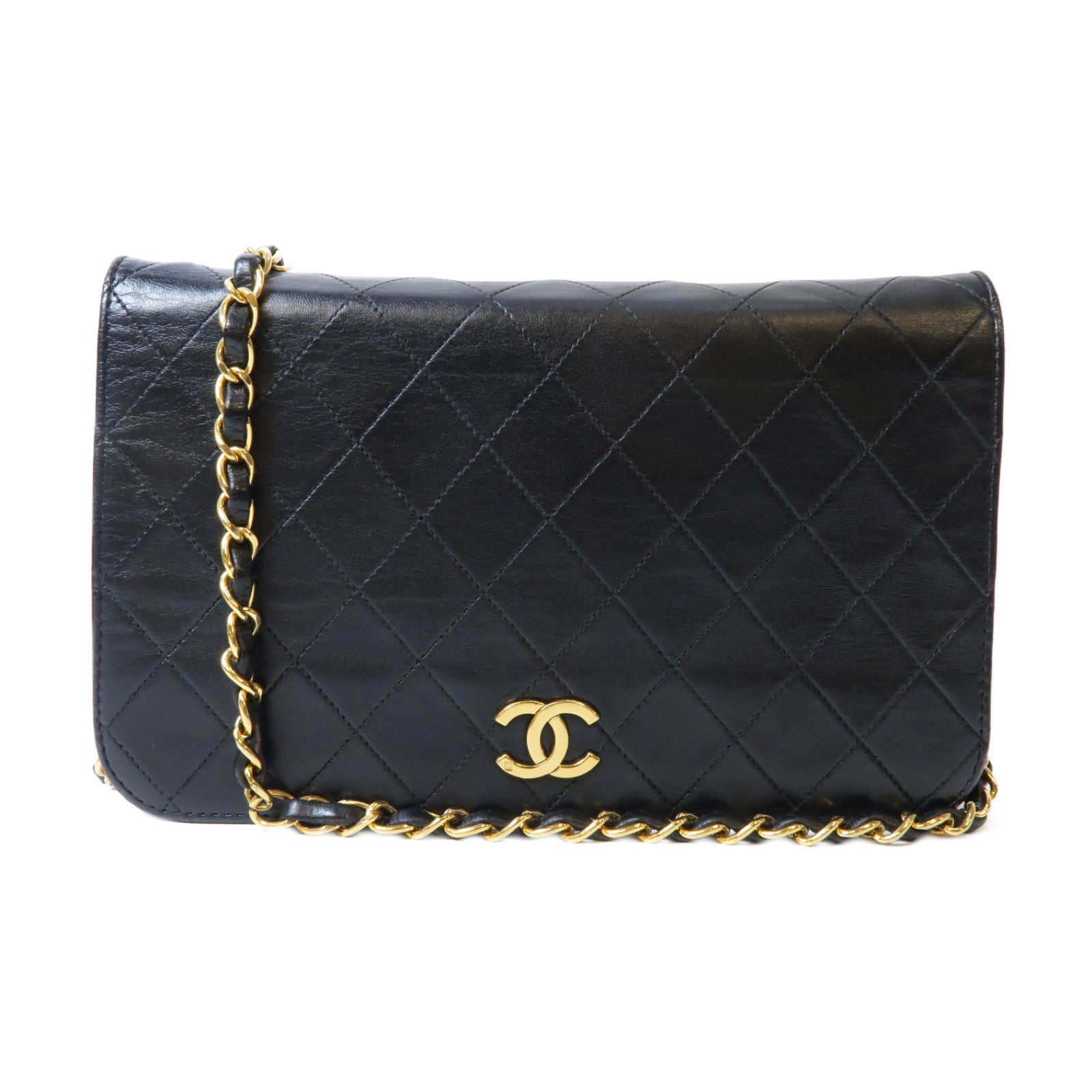 CHANEL **【激減優惠】菱格牛皮皮革Shoulder Bag金扣鏈帶肩背袋黑色