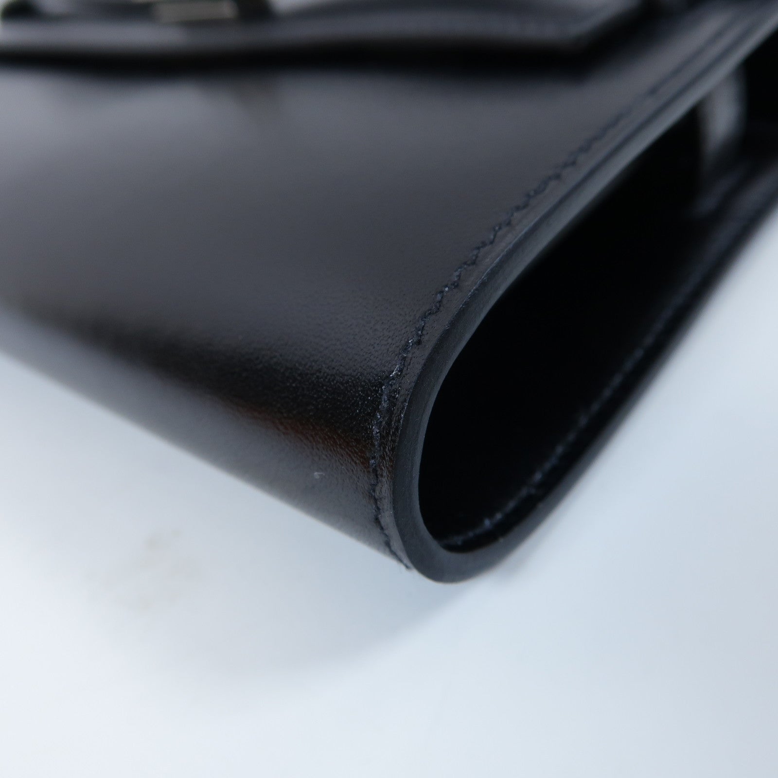HERMES Box Calf皮革Kelly To Go銀扣肩背袋黑色