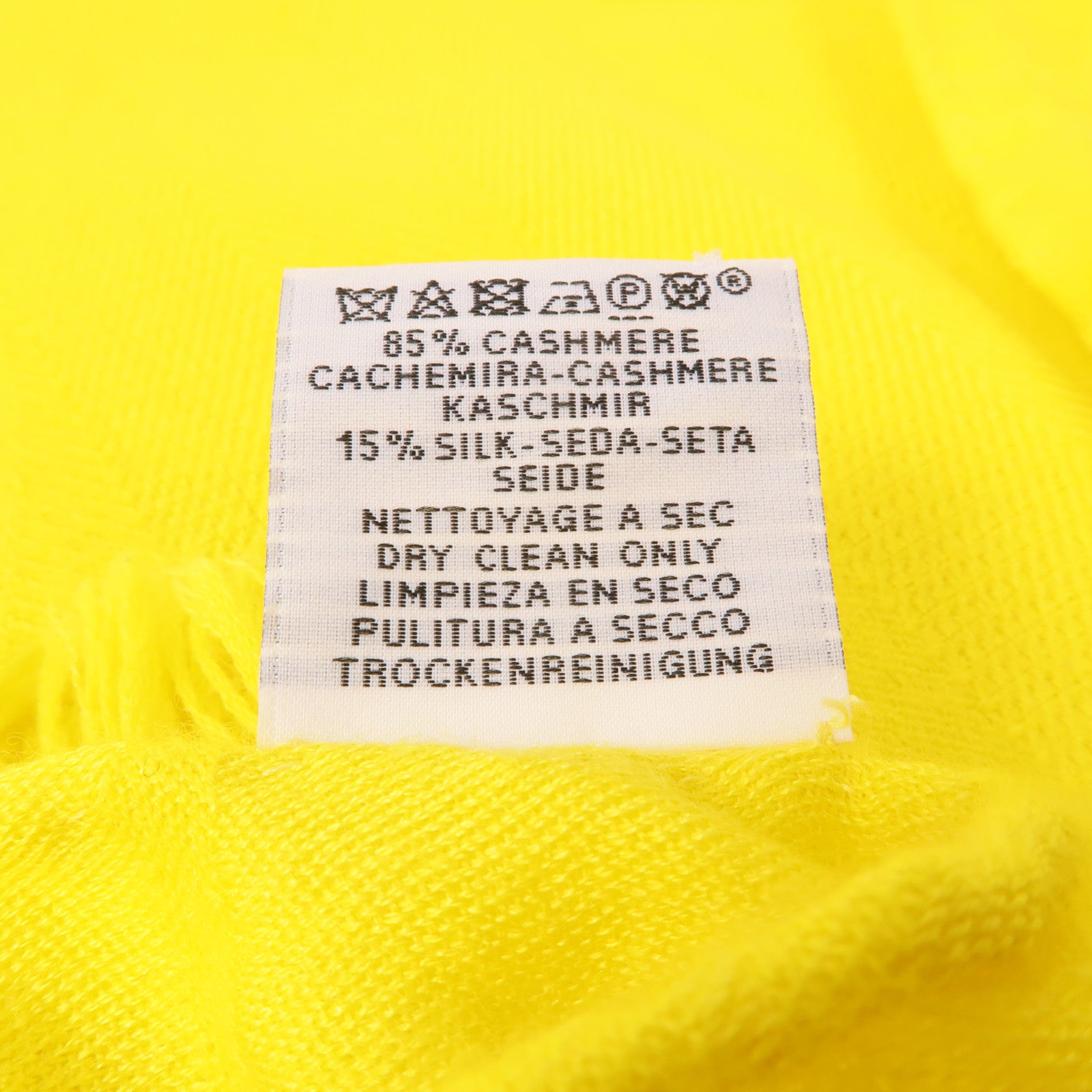 HERMES New Libris Scarf Cashmere Silk Yellow