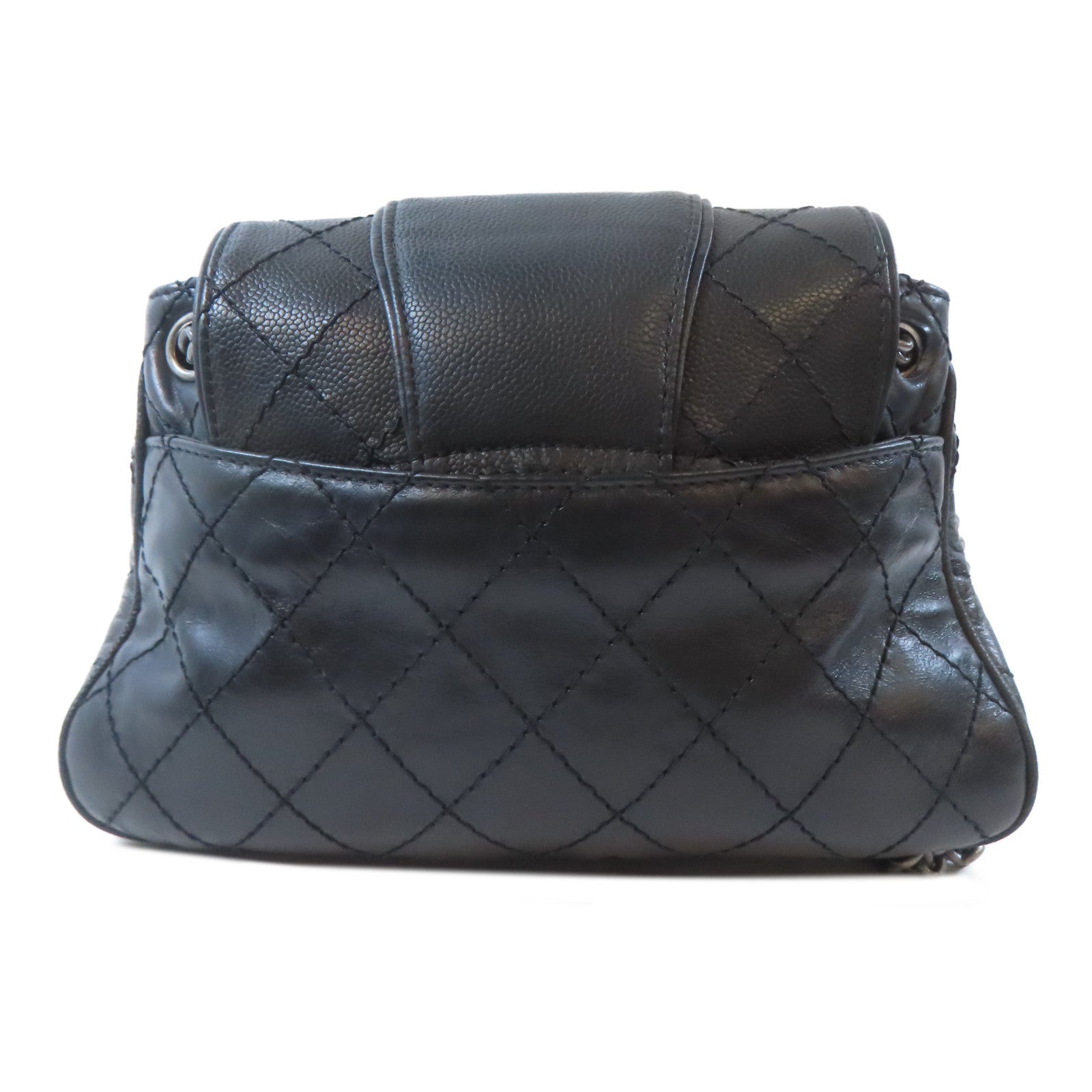 CHANEL 菱格牛皮皮革Chain Shoulder Bag鏈帶肩背袋黑色