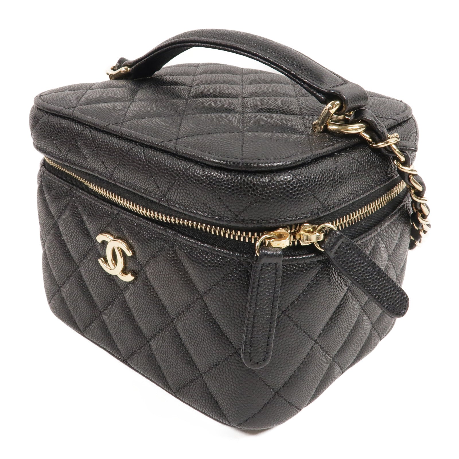 CHANEL 牛皮皮革Vanity Case鏈帶肩背袋