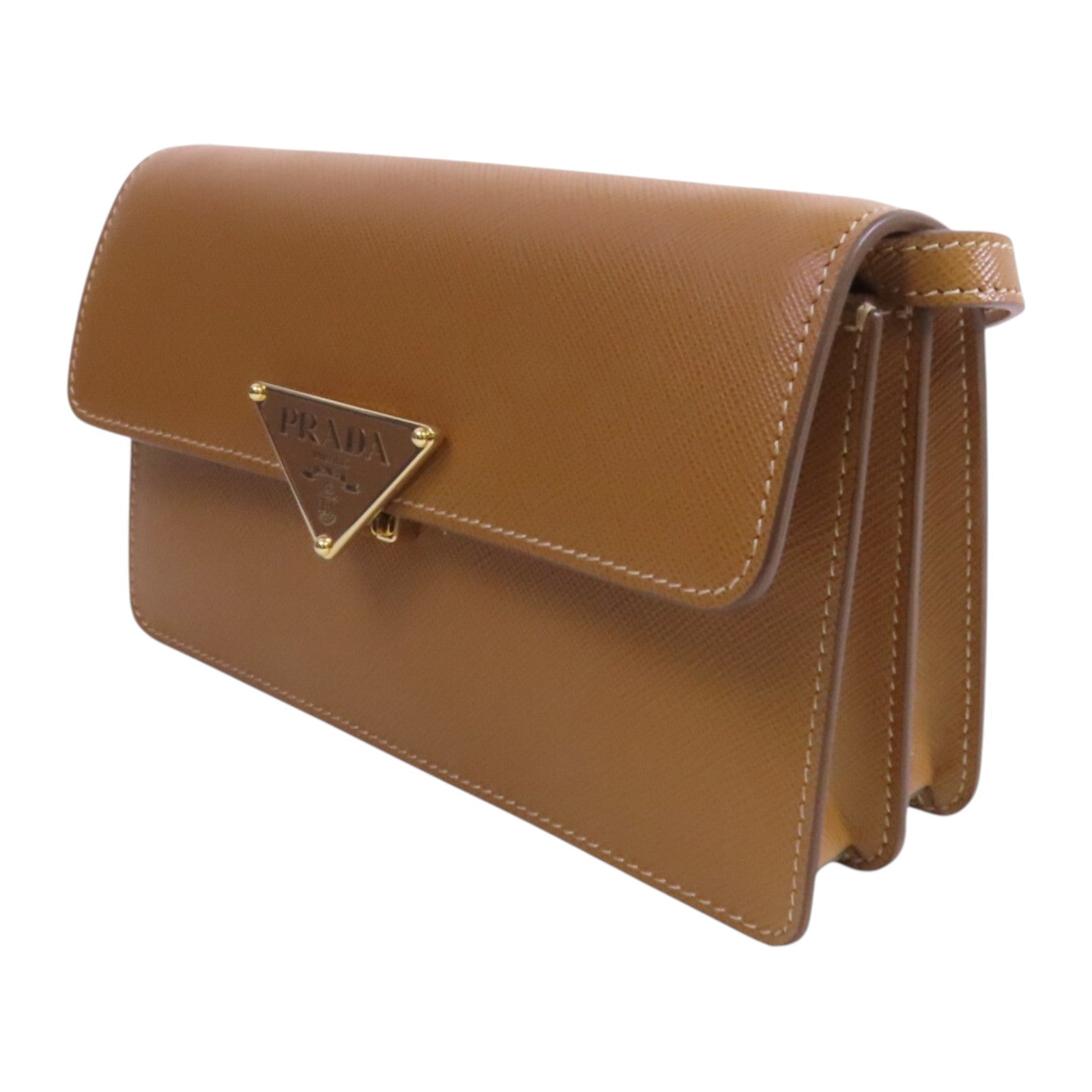 PRADA Saffiano皮革Mini Saffiano金扣肩背袋