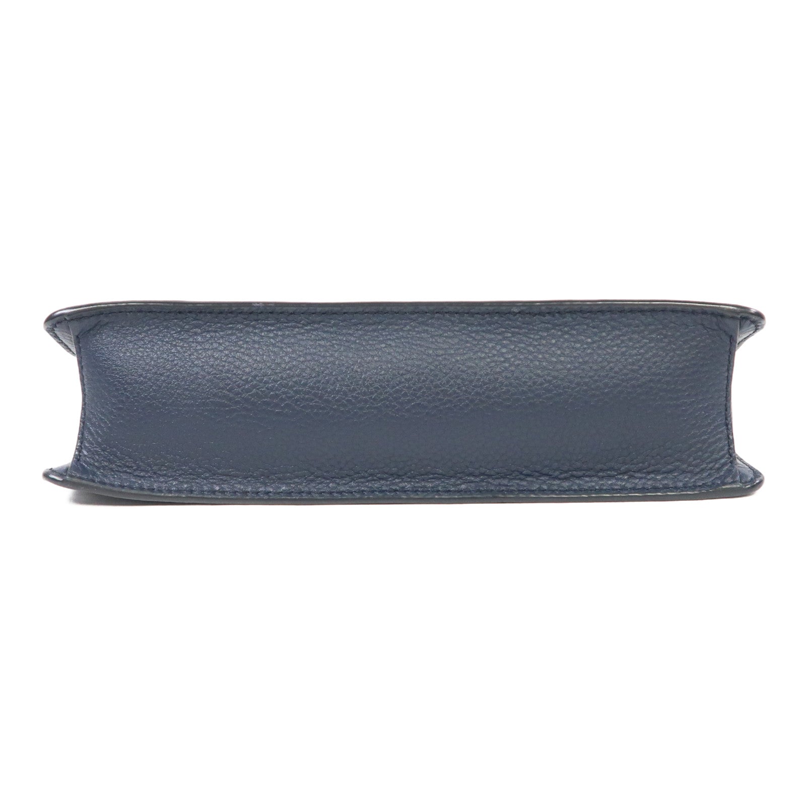 PRADA 牛皮皮革Clutch Bag銀扣手拿包深藍色