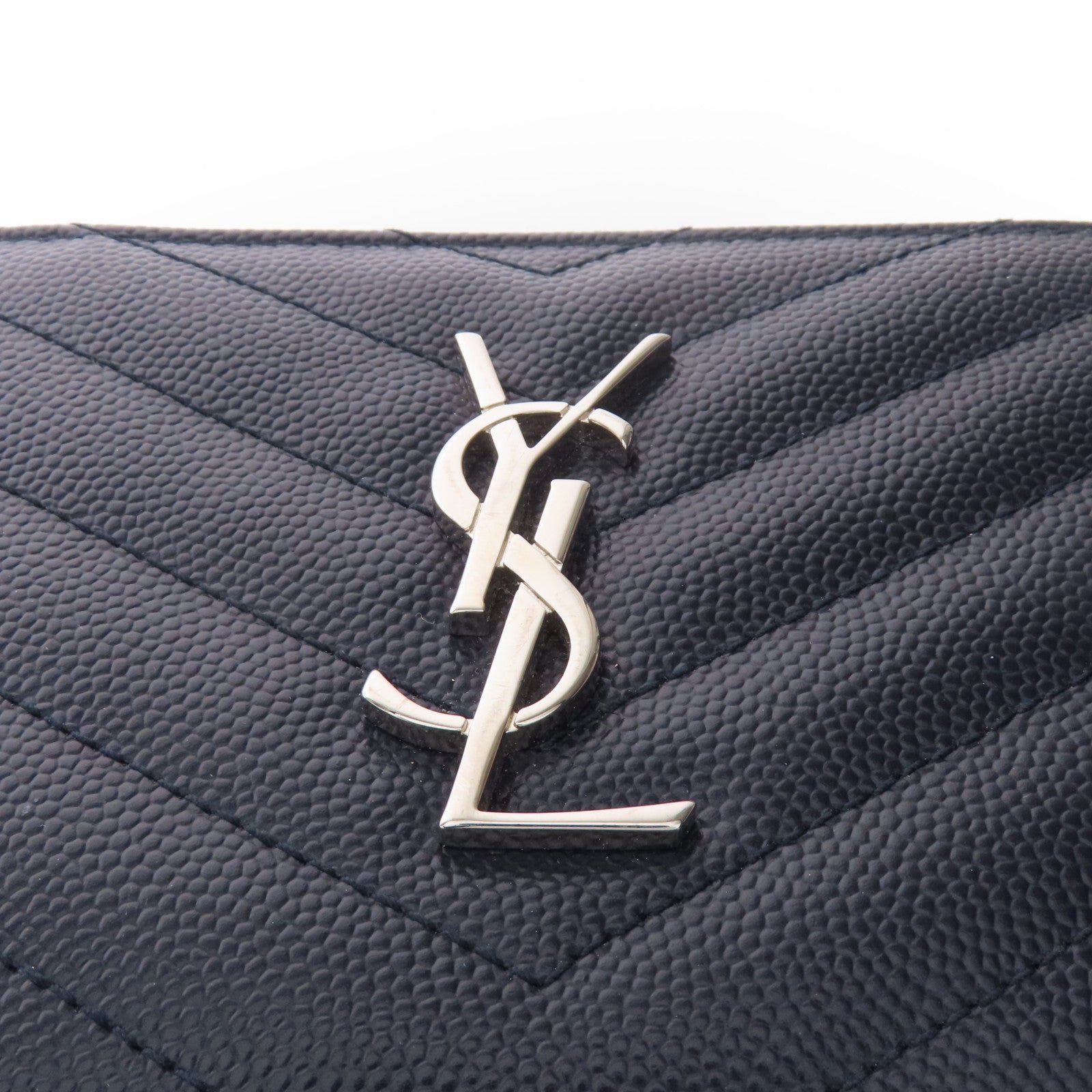 SAINT LAURENT 牛皮皮革Wallet銀扣錢包