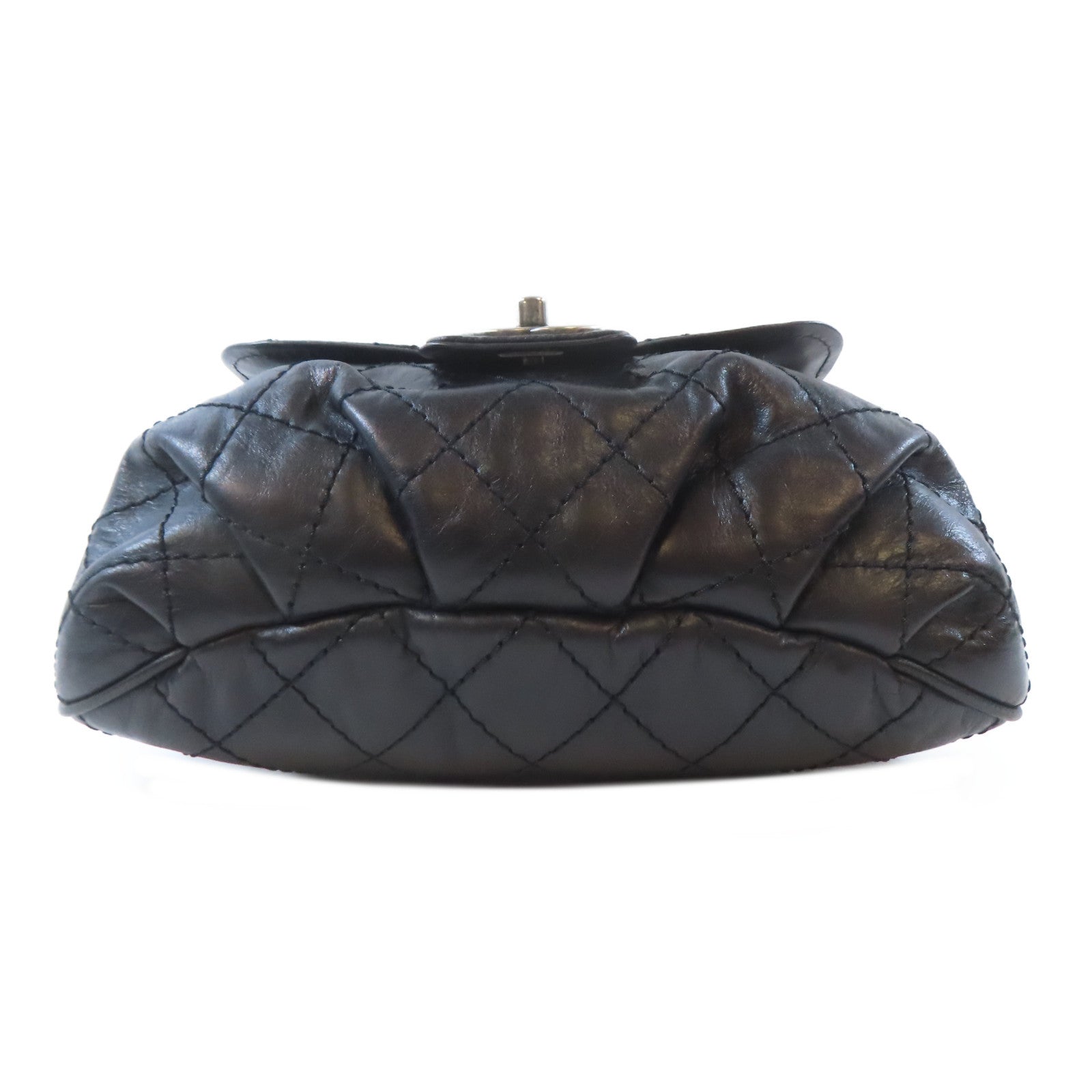 CHANEL 菱格牛皮皮革Chain Shoulder Bag鏈帶肩背袋黑色