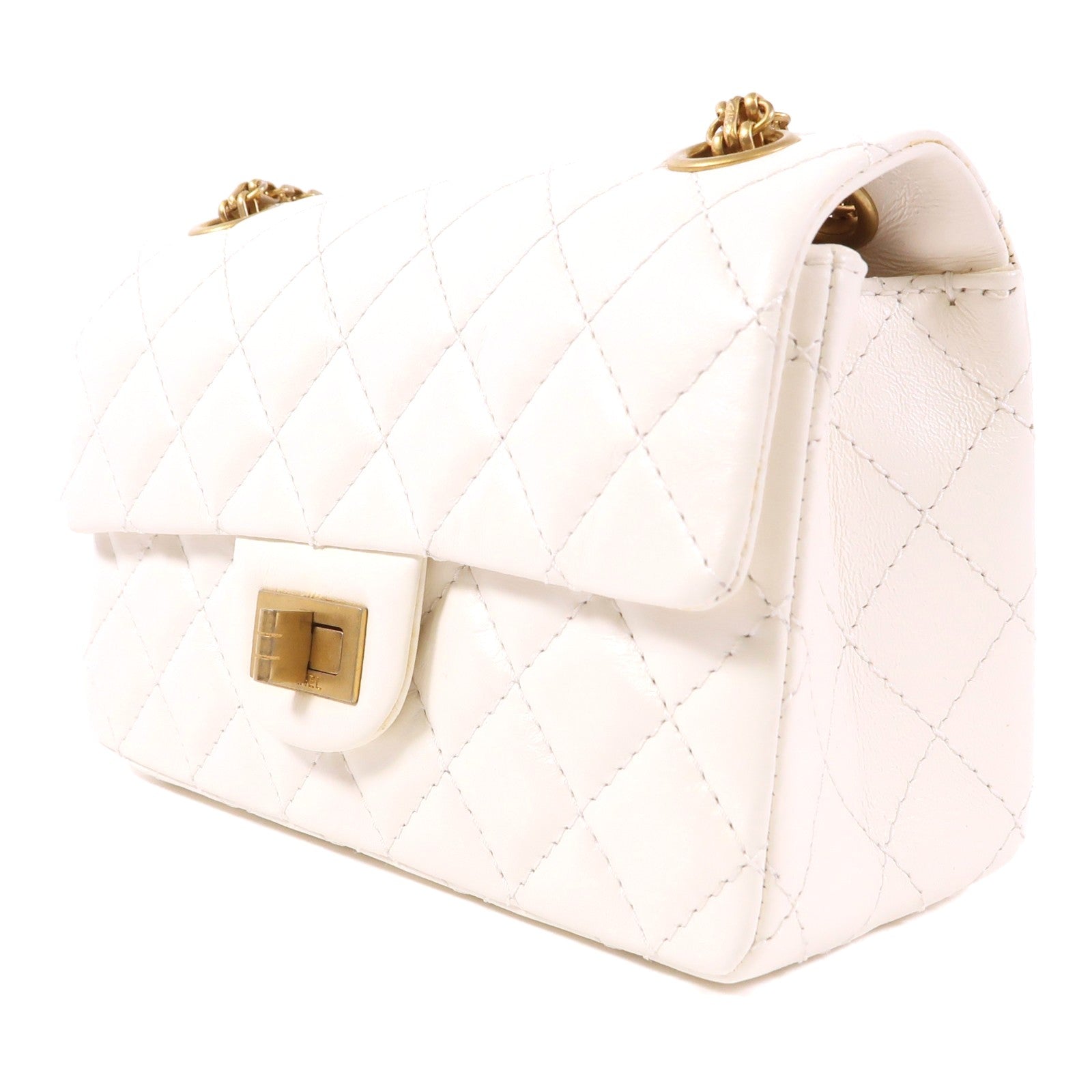 CHANEL 【激減優惠】牛皮皮革2.55 20cm Chain Shoulder金扣鏈帶肩背袋