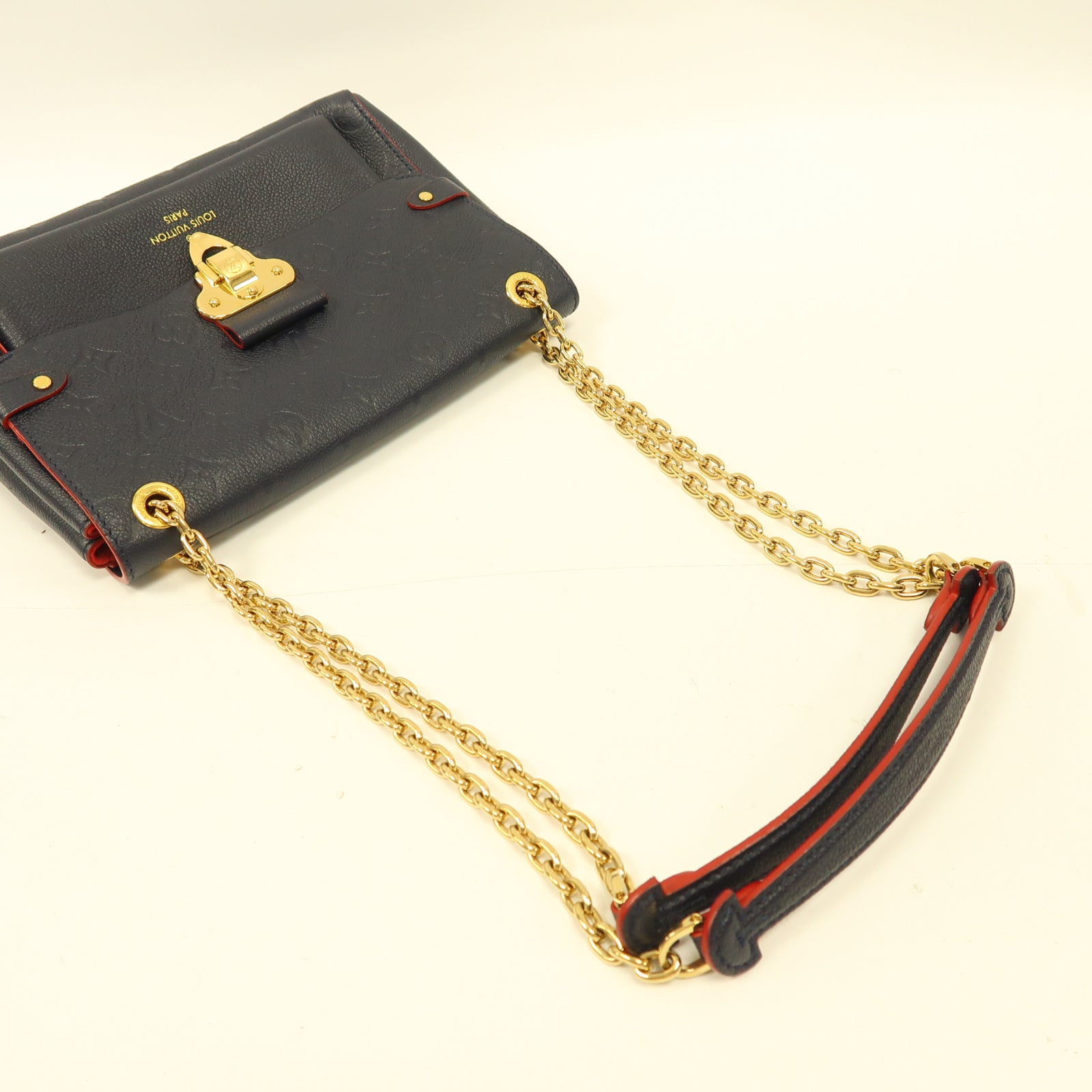 LOUIS VUITTON Monogram Empreinte Vavin PM金扣肩背袋藍色