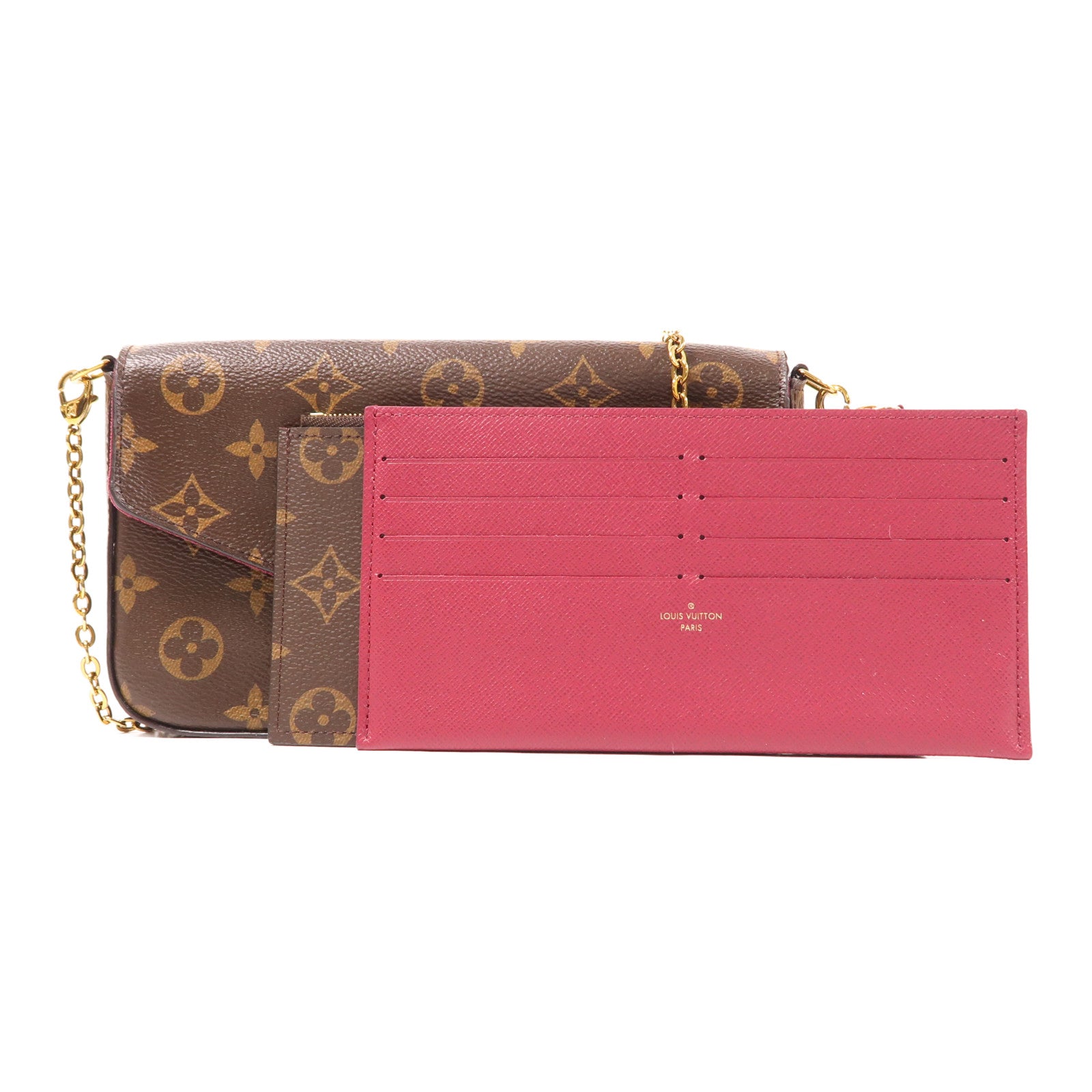 LOUIS VUITTON Monogram Pochette Felicie金扣鏈帶肩背袋
