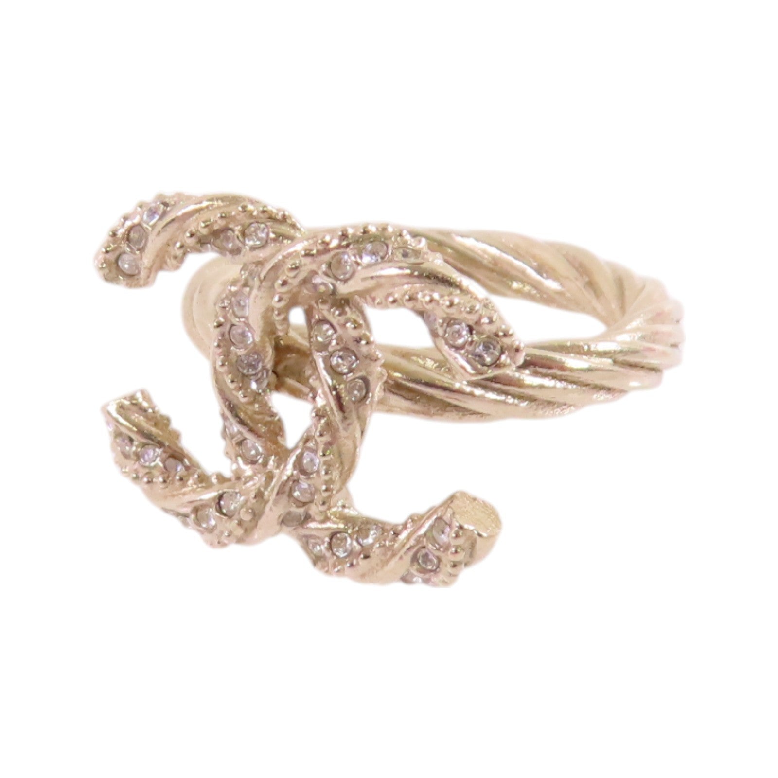 CHANEL 金屬/水鑽CC Ring戒指US#5