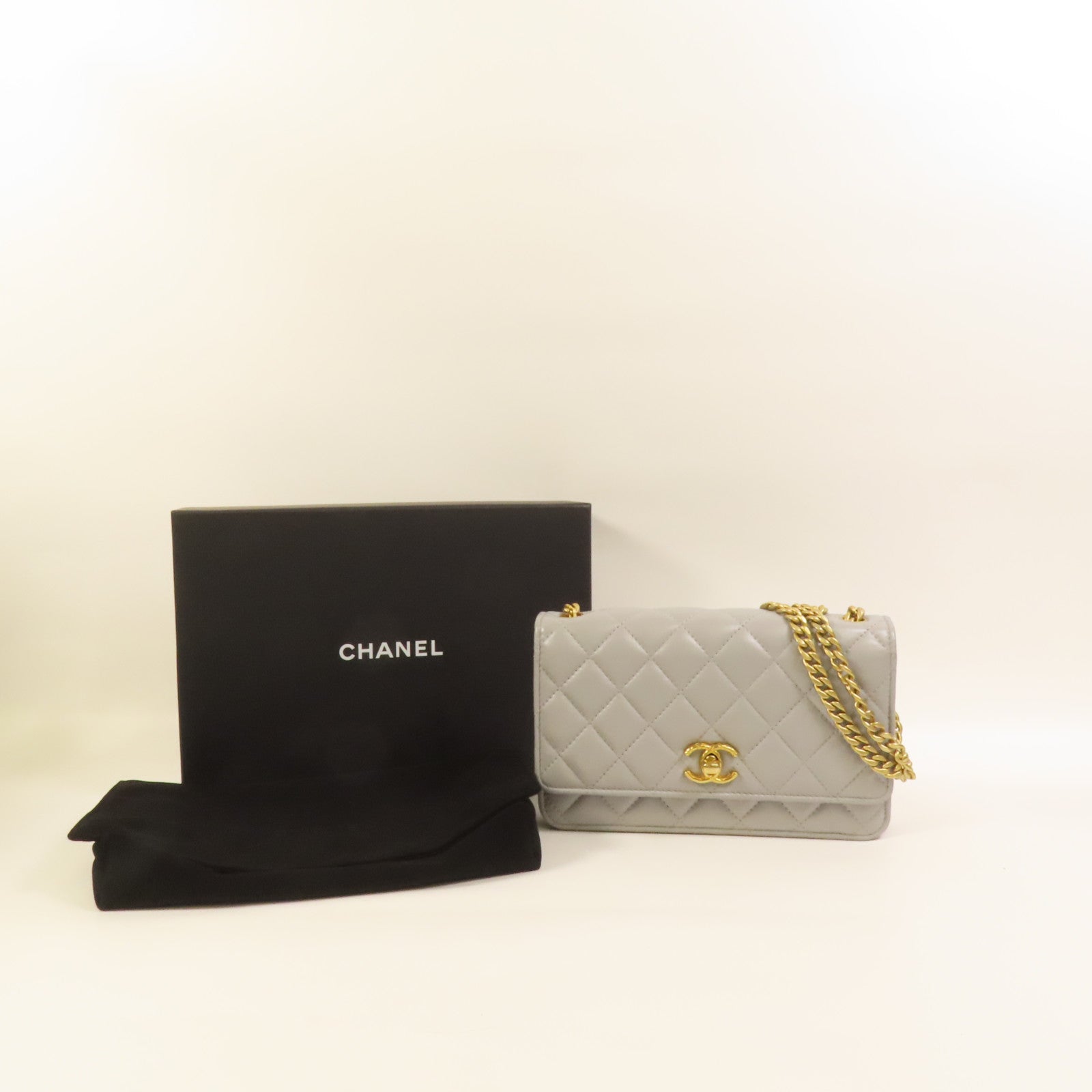 CHANEL 羊皮皮革Wallet On Chain金扣鏈帶肩背袋