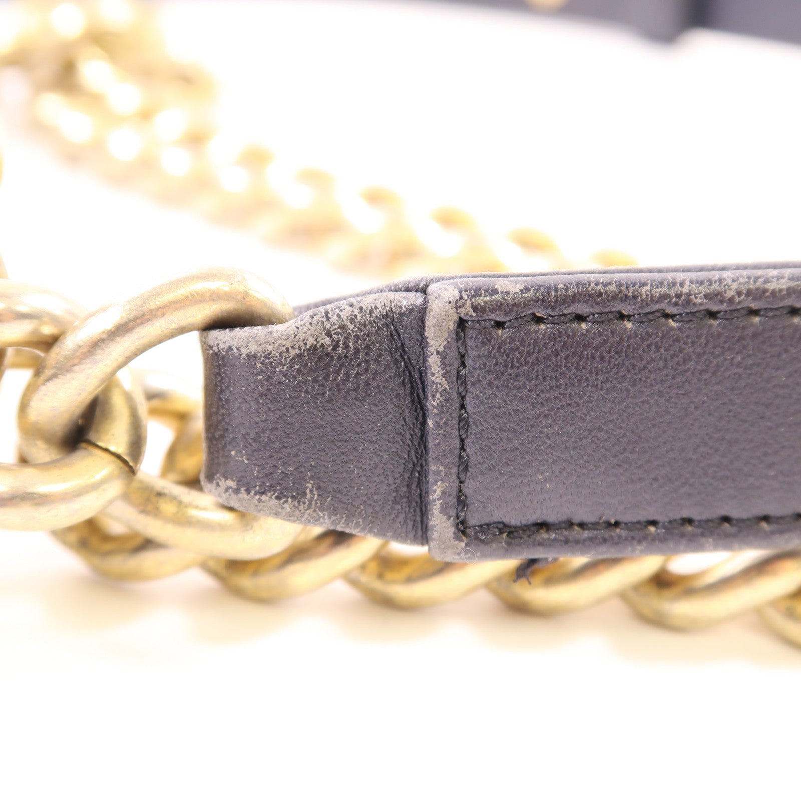 CHANEL CC GHW Boy 25 Chain Shoulder Bag Lambskin Leather Navy