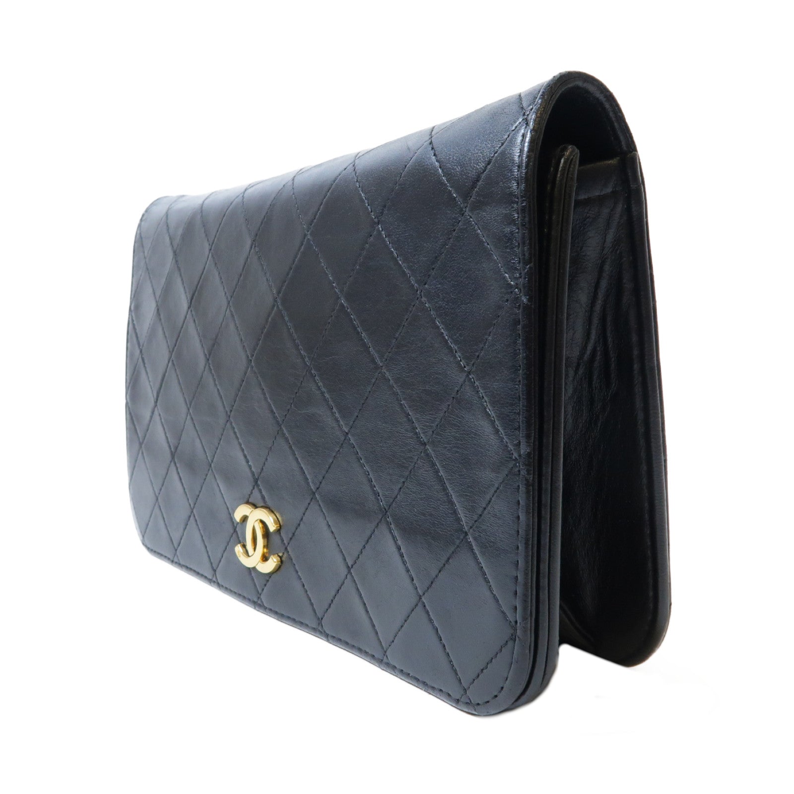 CHANEL **【激減優惠】菱格牛皮皮革Shoulder Bag金扣鏈帶肩背袋黑色
