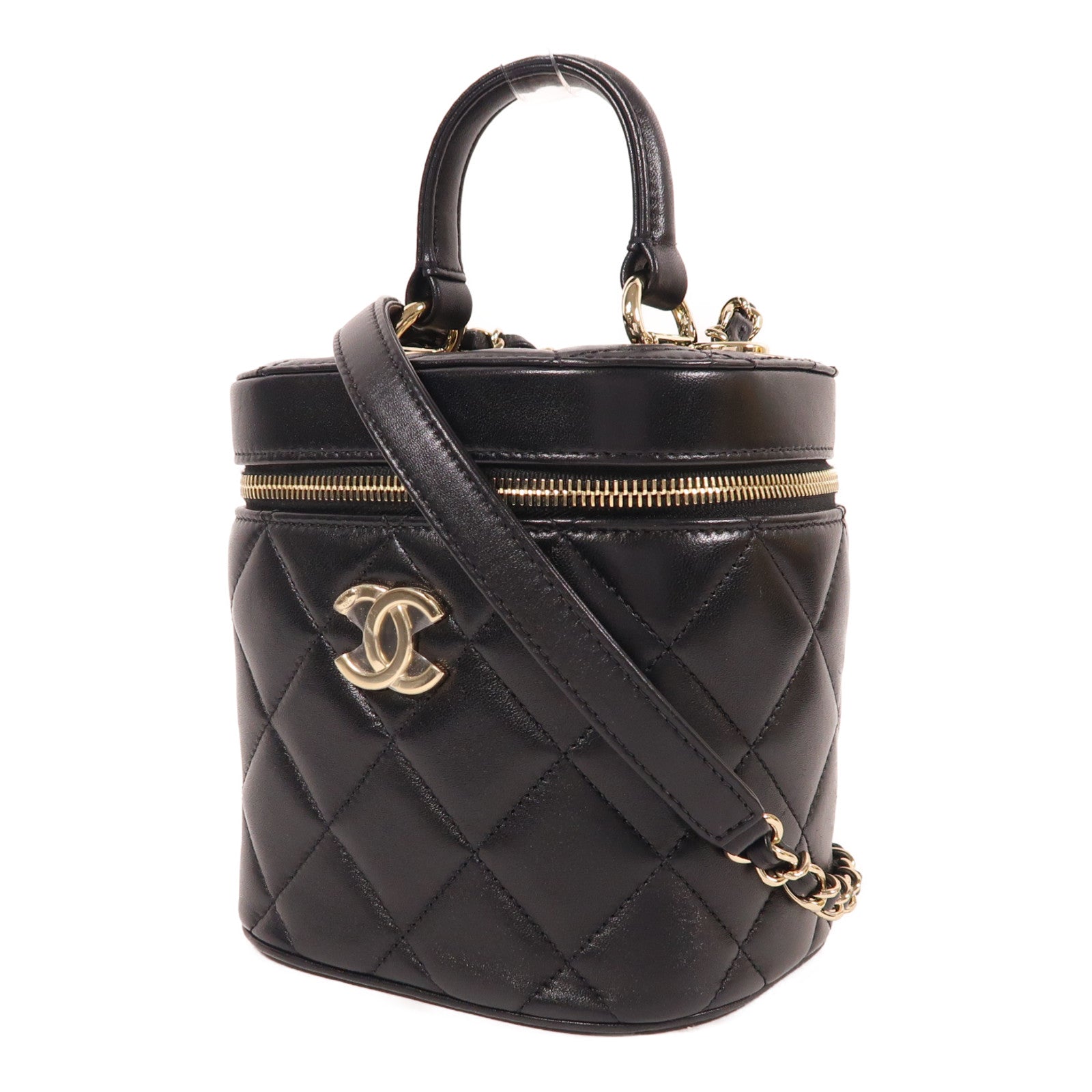 CHANEL 羊皮皮革Chain Shoulder金扣手挽肩背兩用袋