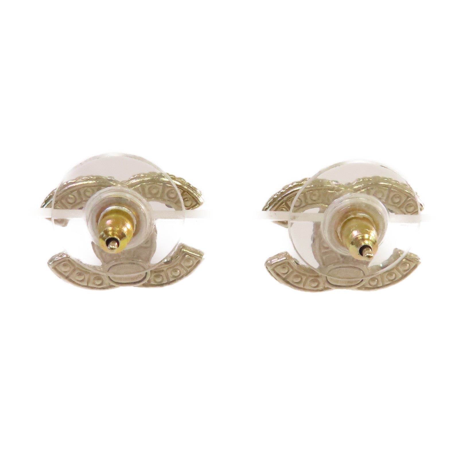 CHANEL 金屬/仿珍珠CC Earrings耳環珍珠色/金色