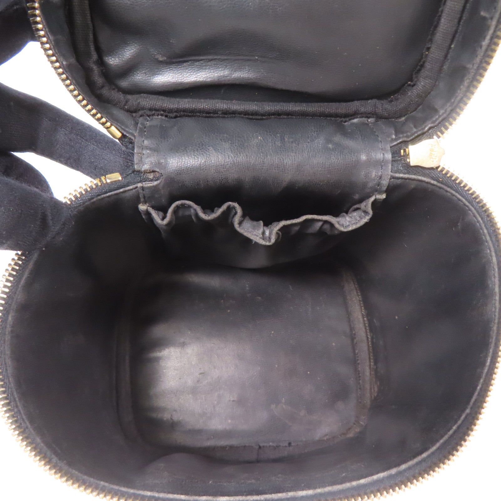 CHANEL CC GHW Vintage Vanity Handbag Calfskin Leather Black