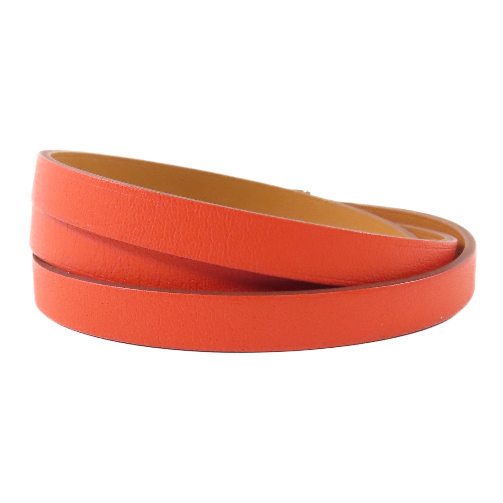 HERMES 【激減優惠】Swift皮革Behapi Double Tour Bracelet銀扣手鏈Rouge Casaque