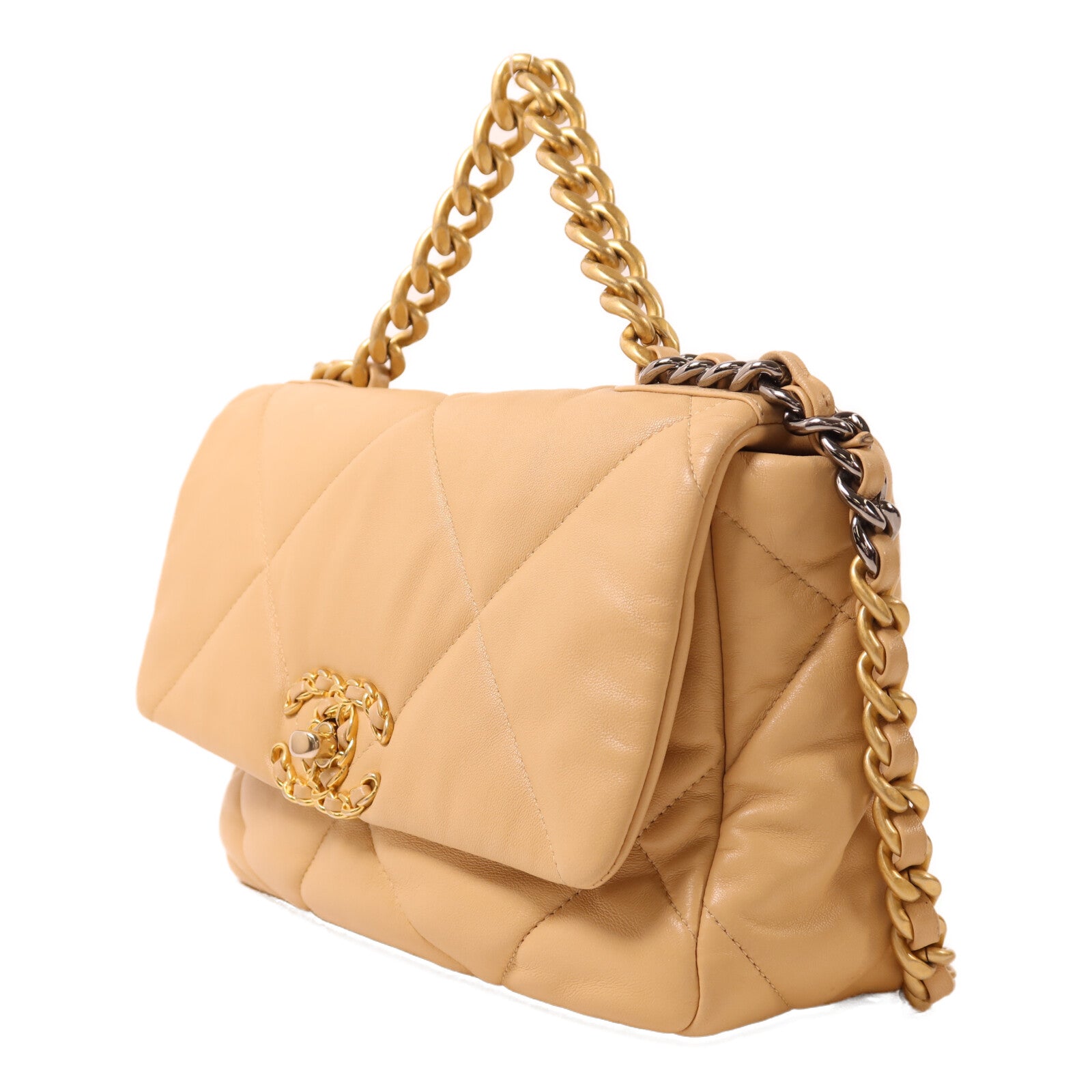 CHANEL 羊皮皮革Chanel 19鏈帶手挽肩背兩用袋