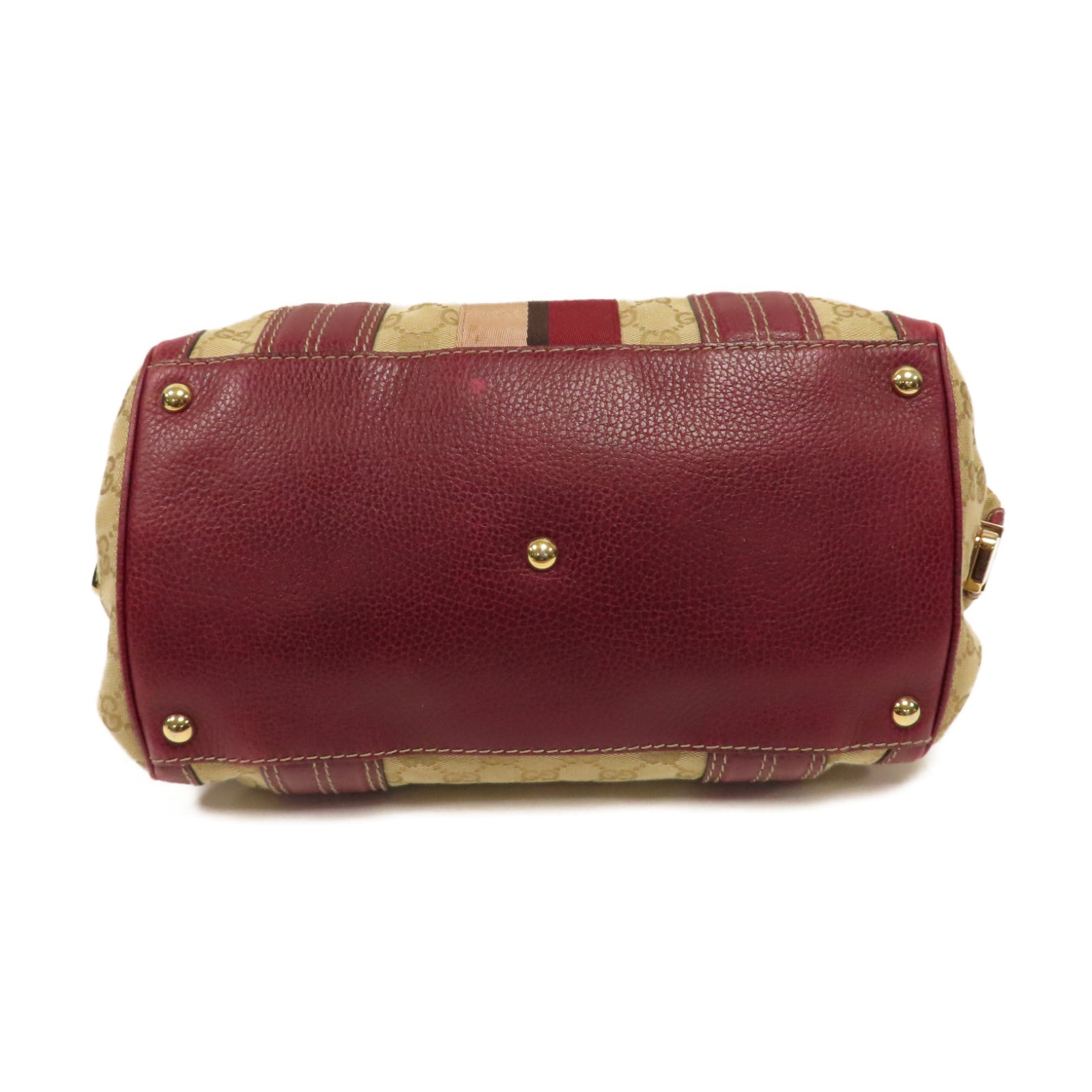 GUCCI 【激減優惠】帆布Hand Bag金扣手挽袋紅色/米色