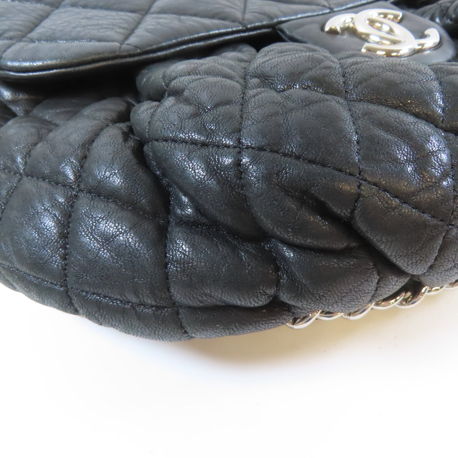 CHANEL 【清倉大減價】菱格牛皮皮革Chain Shoulder鏈帶肩背袋黑色