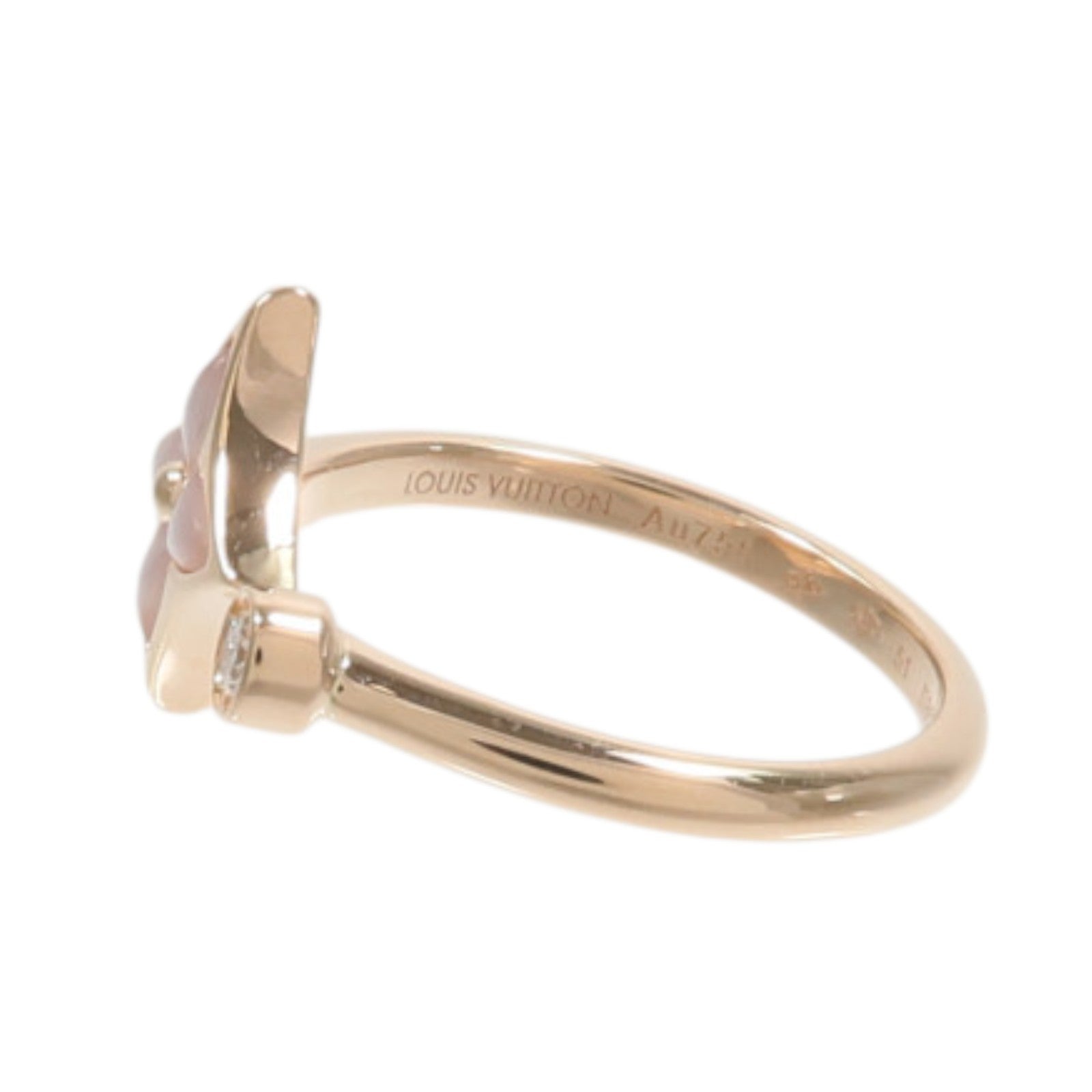LOUIS VUITTON 18K玫瑰金Colour Blossom Mini Star Ring珍珠母貝/鑽石戒指