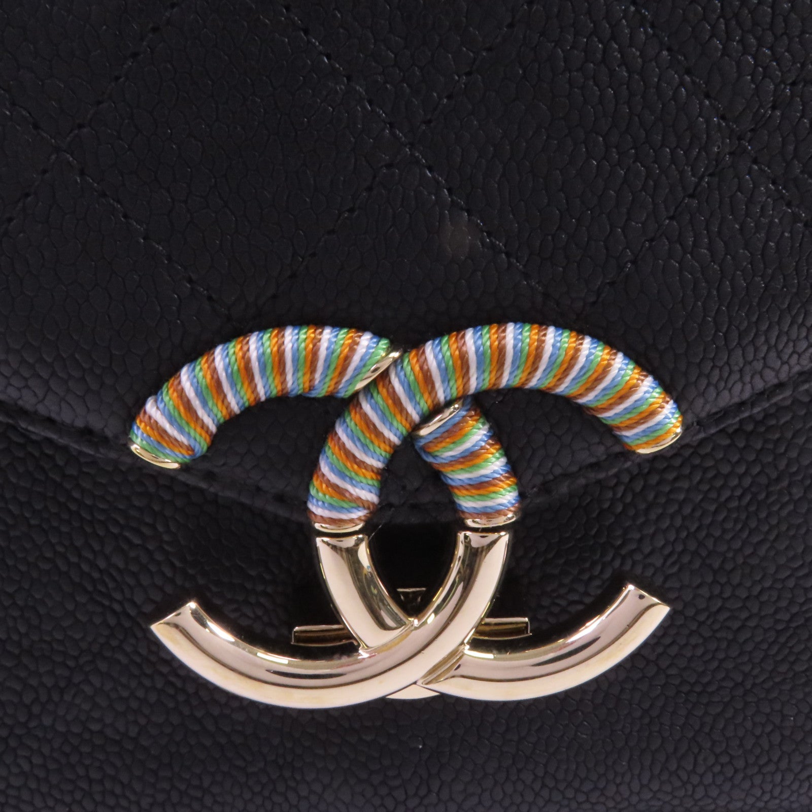 CHANEL 牛皮皮革Chain Shoulder金扣鏈帶手挽肩背兩用袋