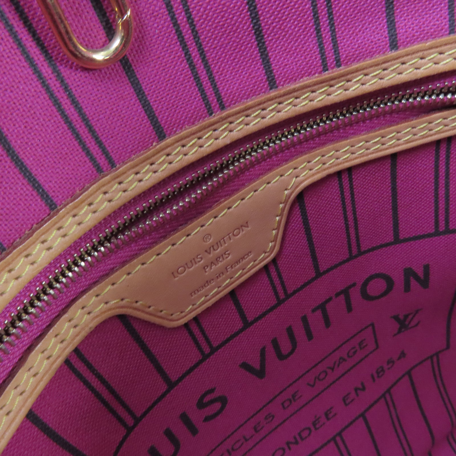 LOUIS VUITTON Monogram Neverfull MM Tote Bag金扣肩背袋啡色/酒紅色