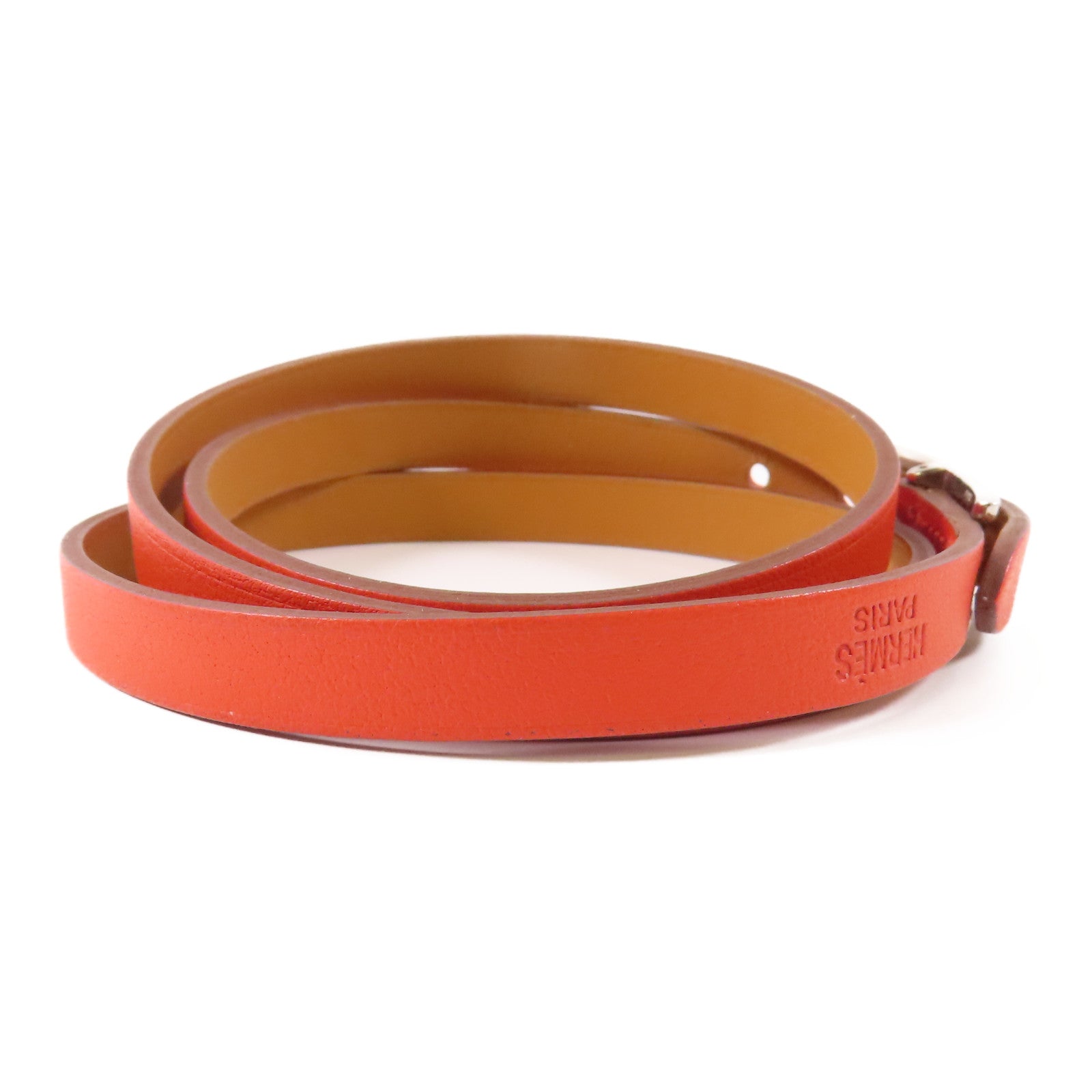 HERMES 【激減優惠】Swift皮革Behapi Double Tour Bracelet銀扣手鏈Rouge Casaque