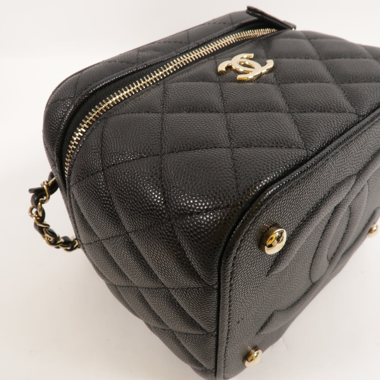 CHANEL 牛皮皮革Vanity Case鏈帶肩背袋