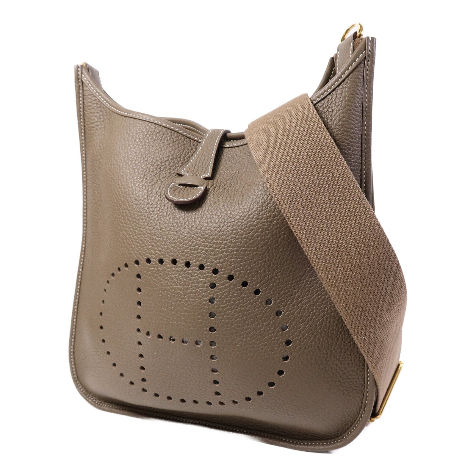 HERMES Clemence皮革Evelyne PM肩背袋Etoupe