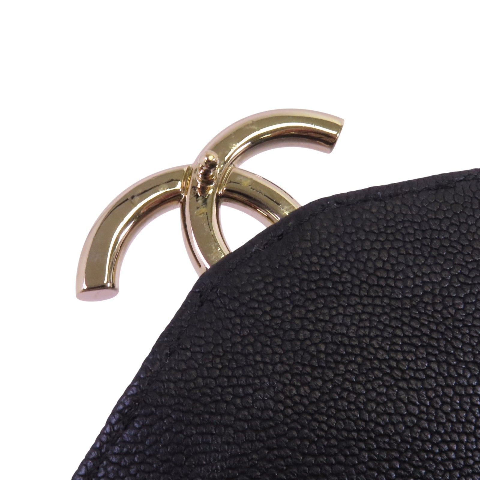 CHANEL 牛皮皮革Chain Shoulder金扣鏈帶手挽肩背兩用袋