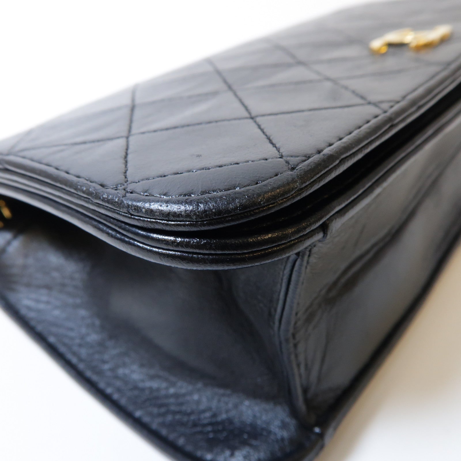 CHANEL **【激減優惠】菱格牛皮皮革Shoulder Bag金扣鏈帶肩背袋黑色