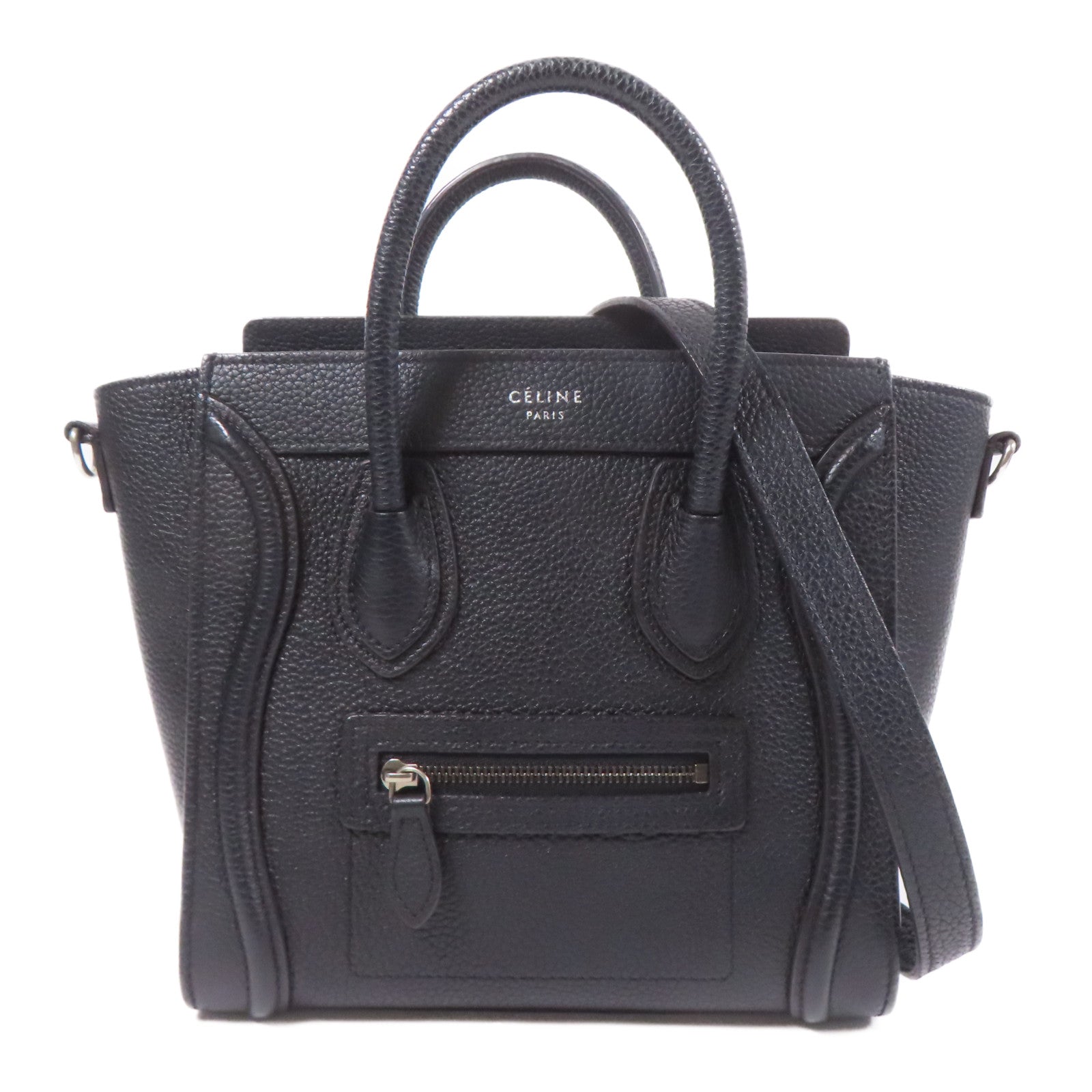 CELINE 牛皮皮革Nano Luggage銀扣手挽肩背兩用袋
