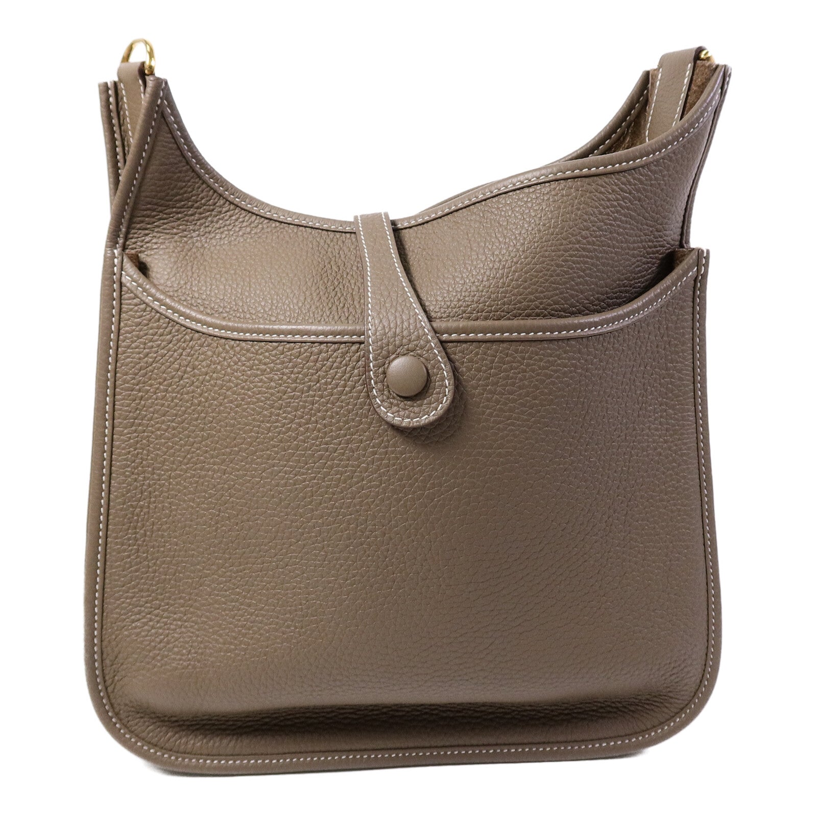 HERMES Clemence皮革Evelyne PM肩背袋Etoupe