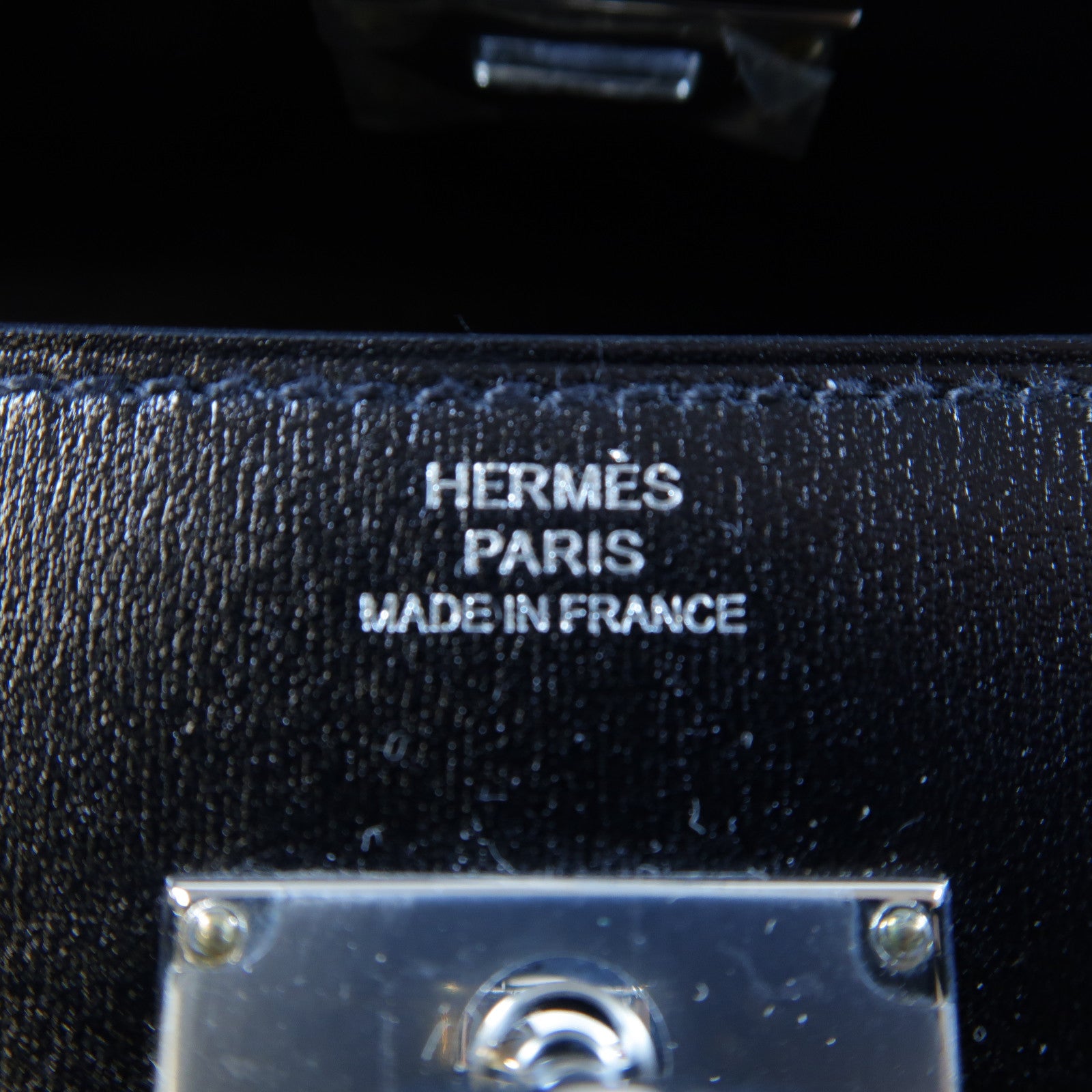 HERMES Box Calf皮革Kelly To Go銀扣肩背袋黑色