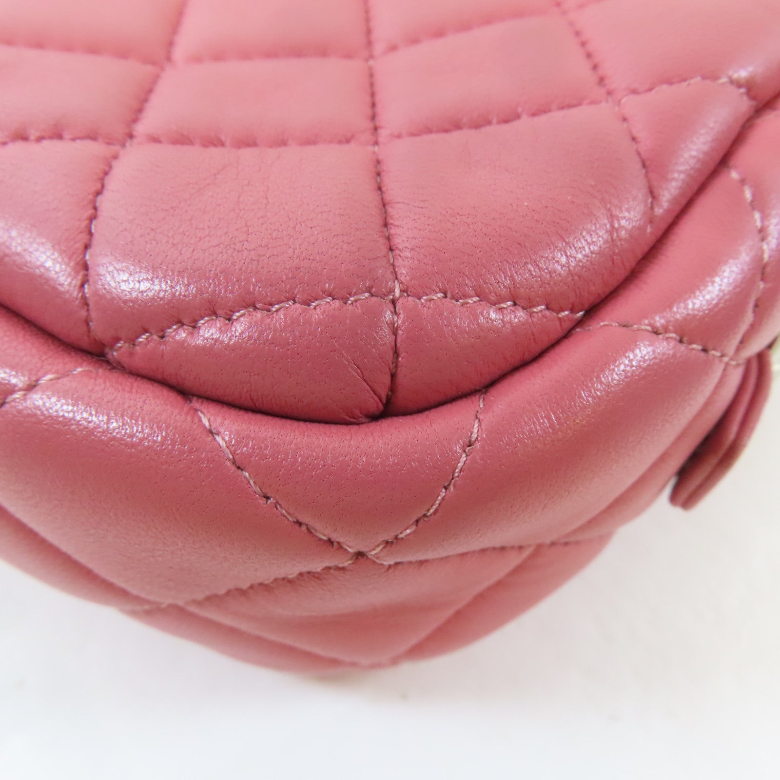 CHANEL 【激減優惠】菱格羊皮皮革Camera Bag銀扣鏈帶肩背袋粉紅色
