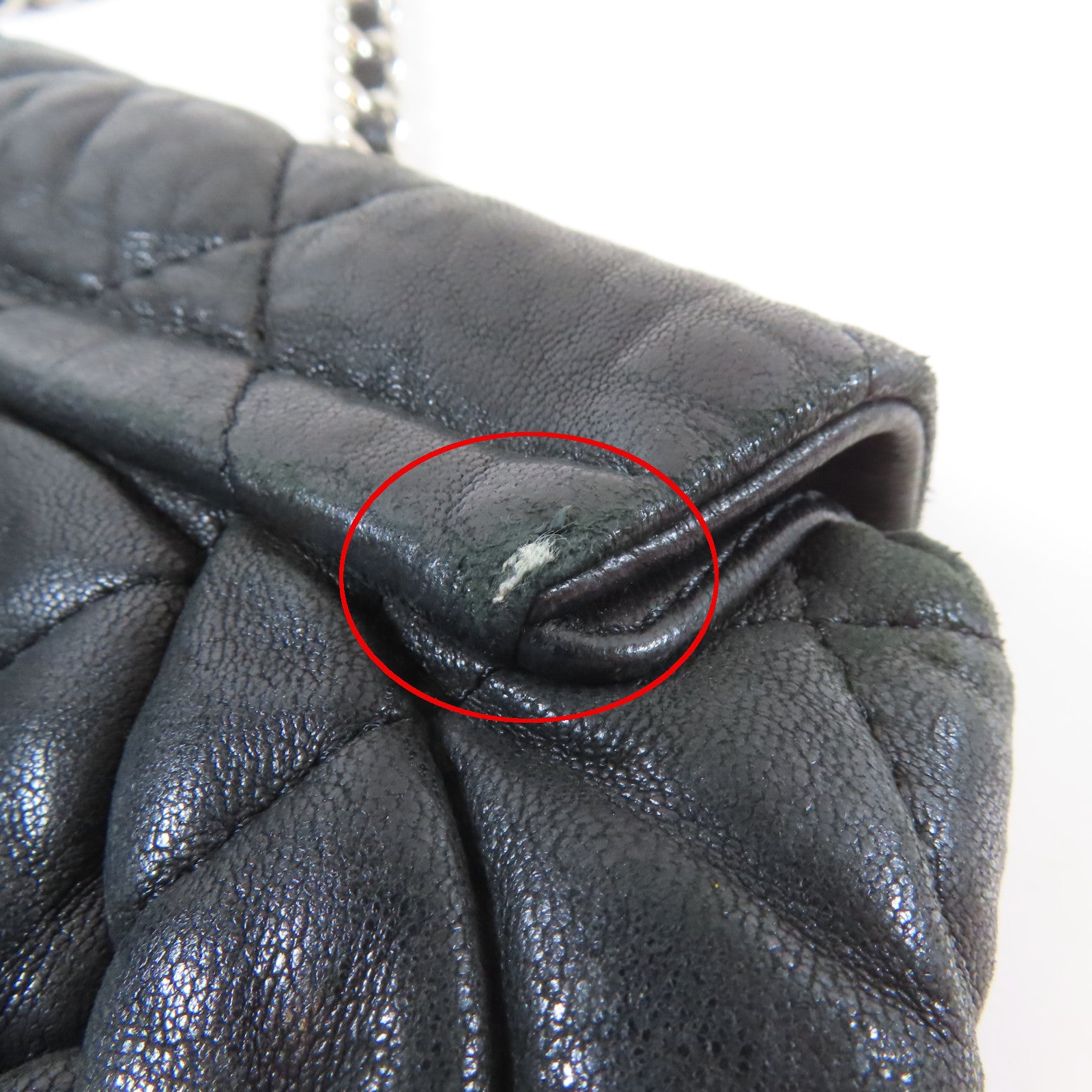 CHANEL 【清倉大減價】菱格牛皮皮革Chain Shoulder鏈帶肩背袋黑色
