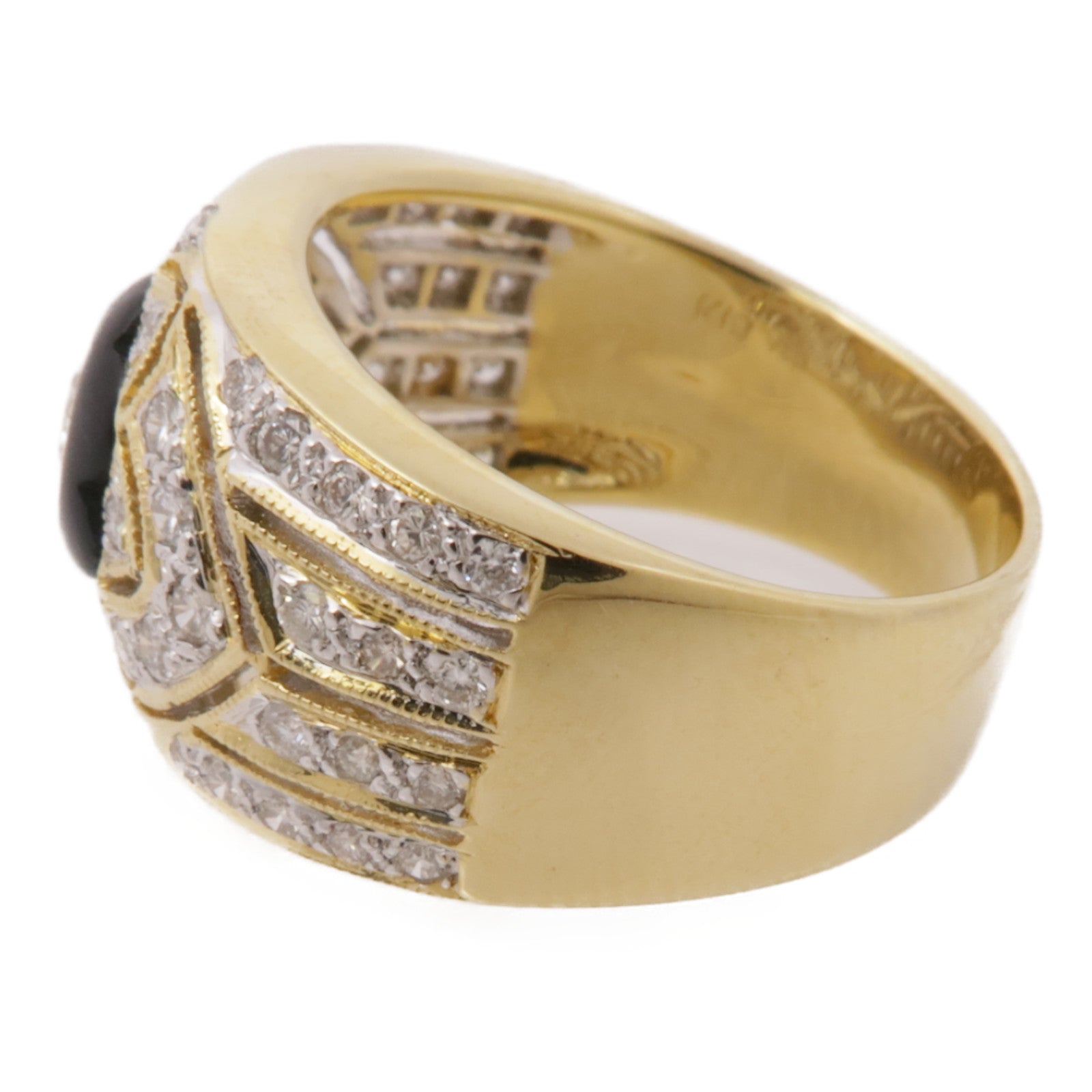 JEWELRY【激減優惠】 18K黃金Onyx Diamond Ring縞瑪瑙/鑽石戒指US#5.5